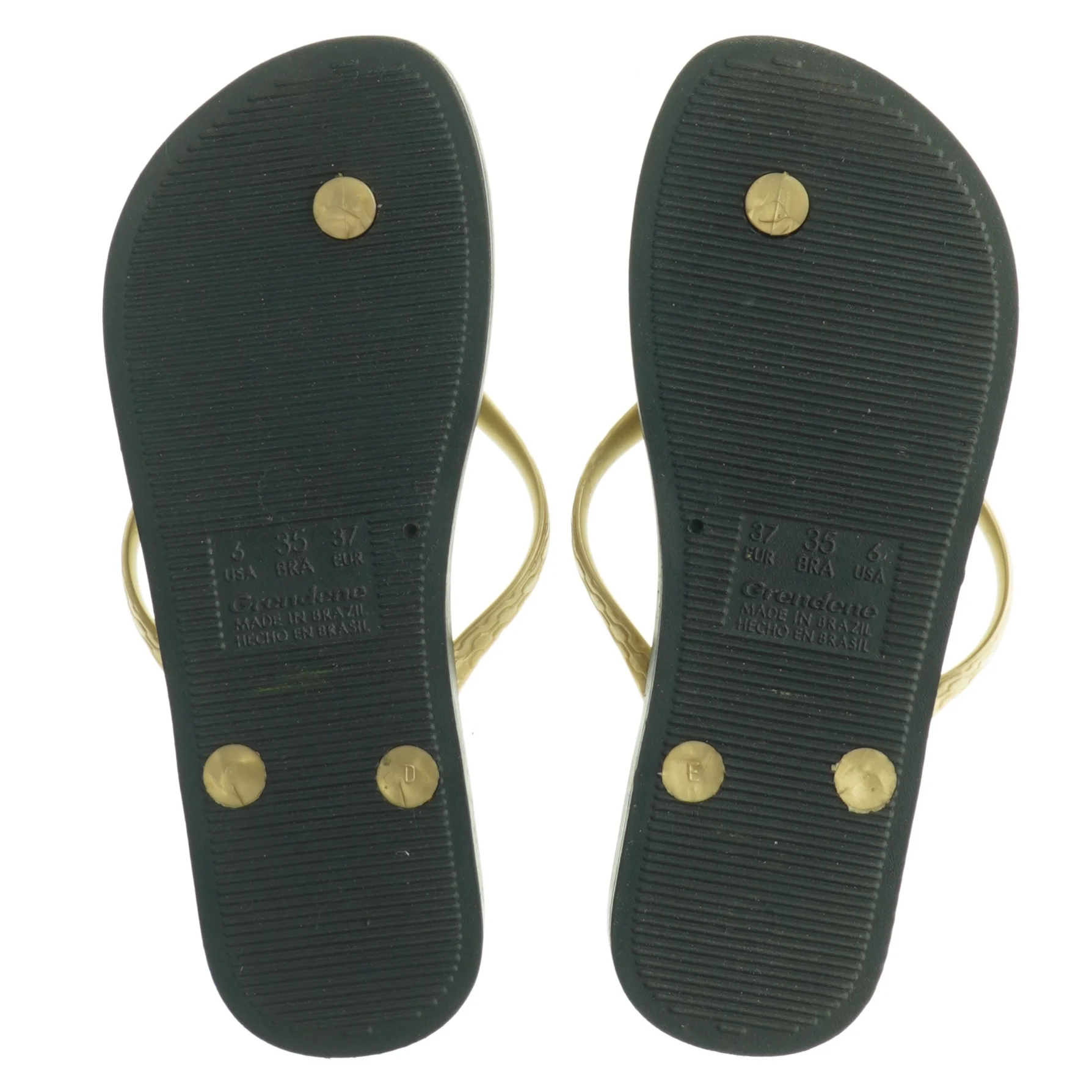 Guld og sorte flip-flops fra Ipanema (str. 37)