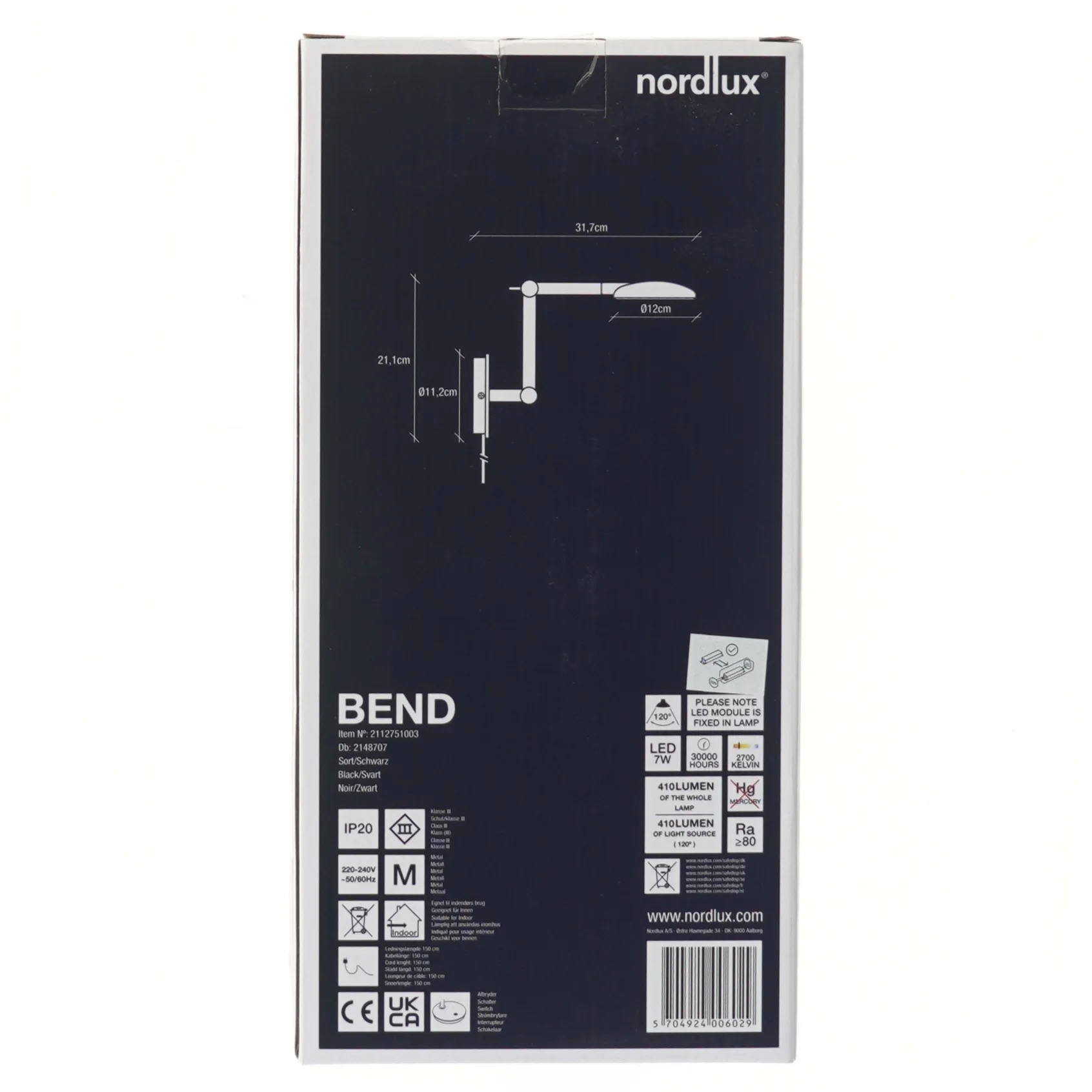 Nordlux Bend væglampe fra Nordlux (str. 21,1x31,7 cm)