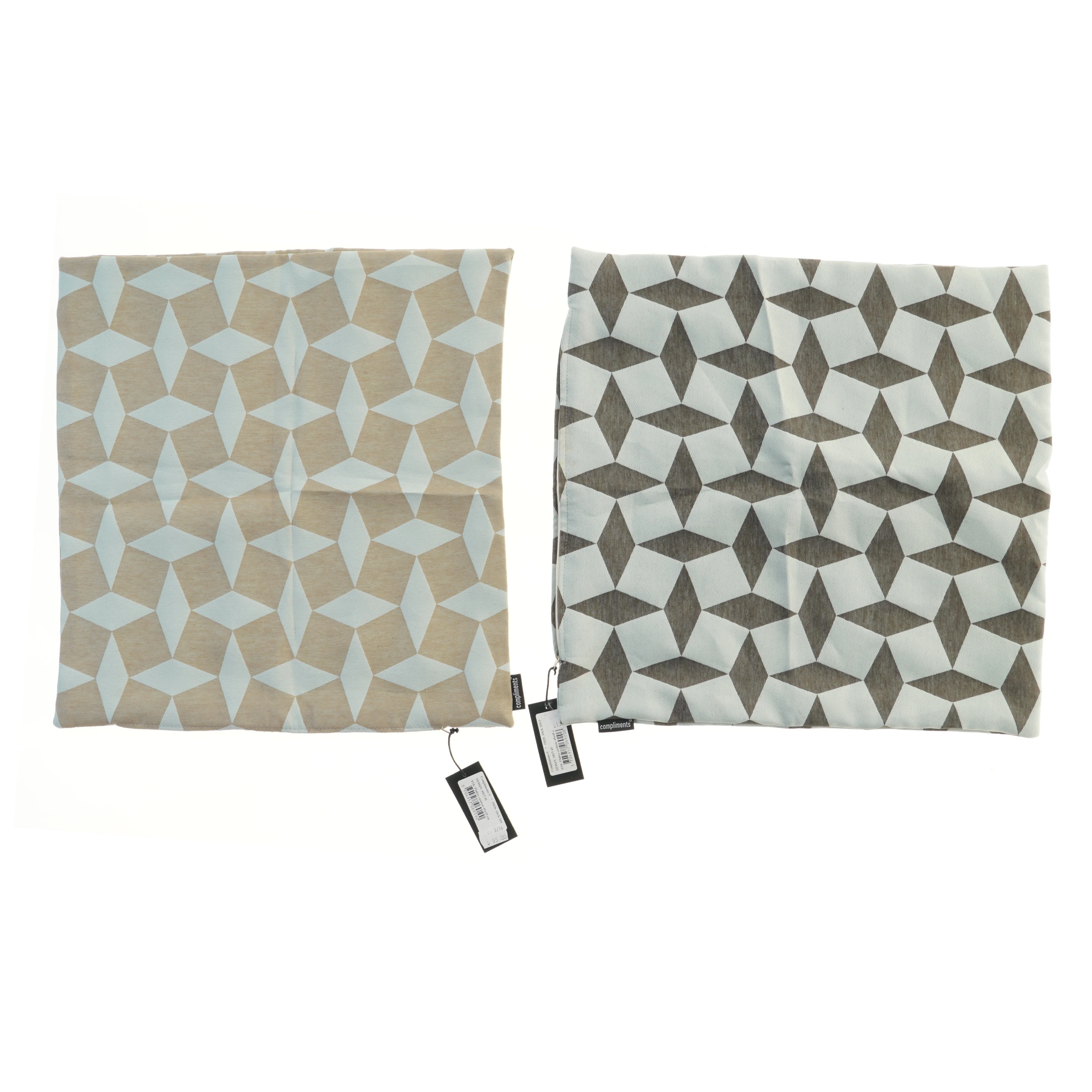Sæt af pudebetræk med geometrisk mønster fra Compliments (str. 44x43 cm)