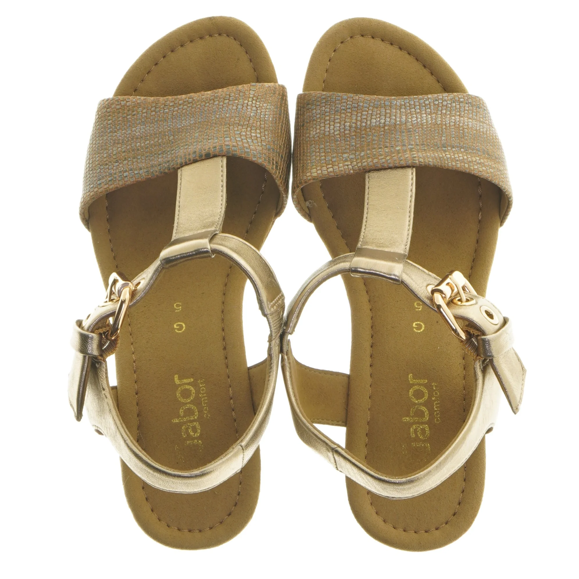 Bronze sandaler med kilehæl fra Gabor (str. længde 22 cm)