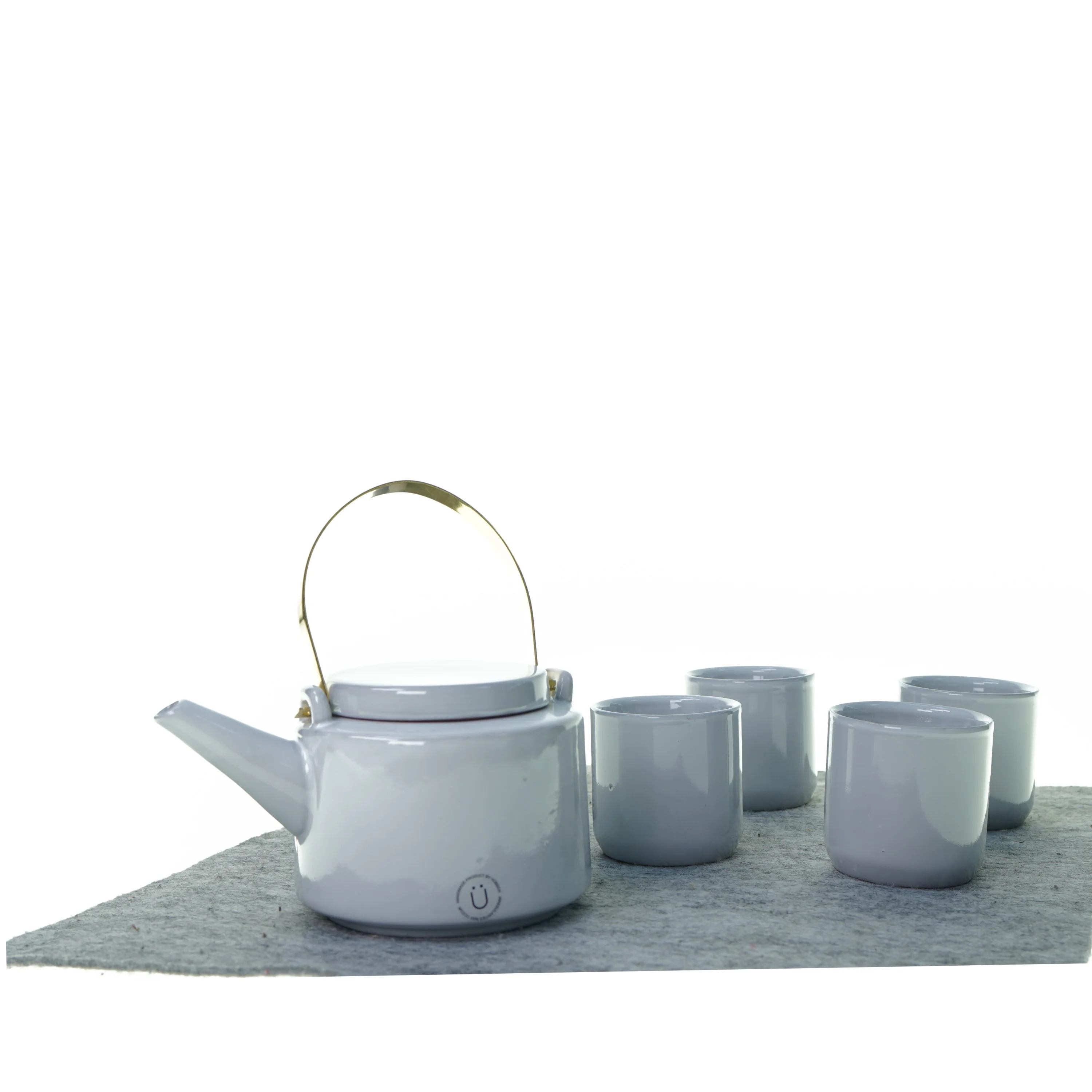 Thekande plus 5 kopper fra Hübsch (str. 18 cm )