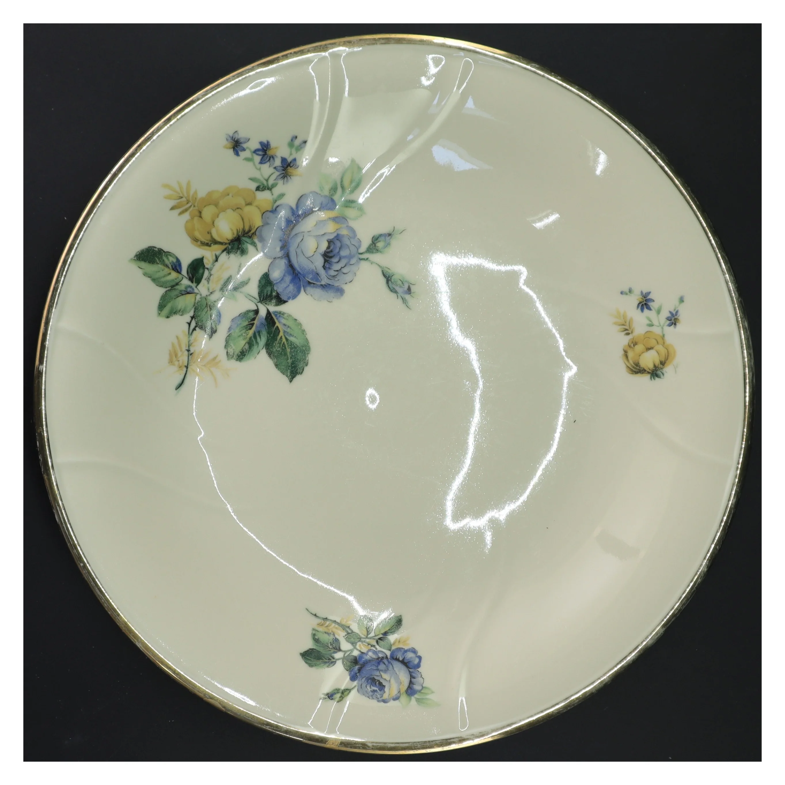 Porcelænsfad med blomstermønster fra KPM (str. Ø 27 cm)