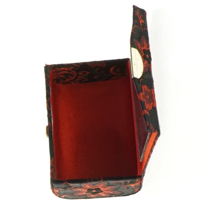 Broderet pung med spejl (str. 9 x 6 x 3 cm)