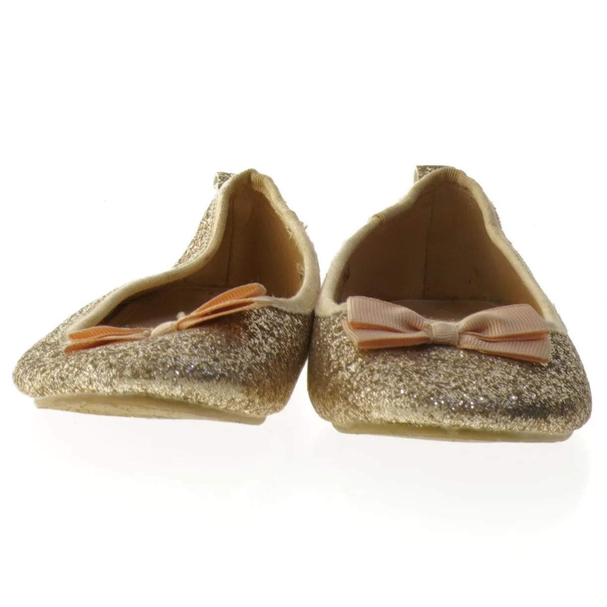 Guld ballerina sko i størrelse 28 med sløjfe (str. 28 )