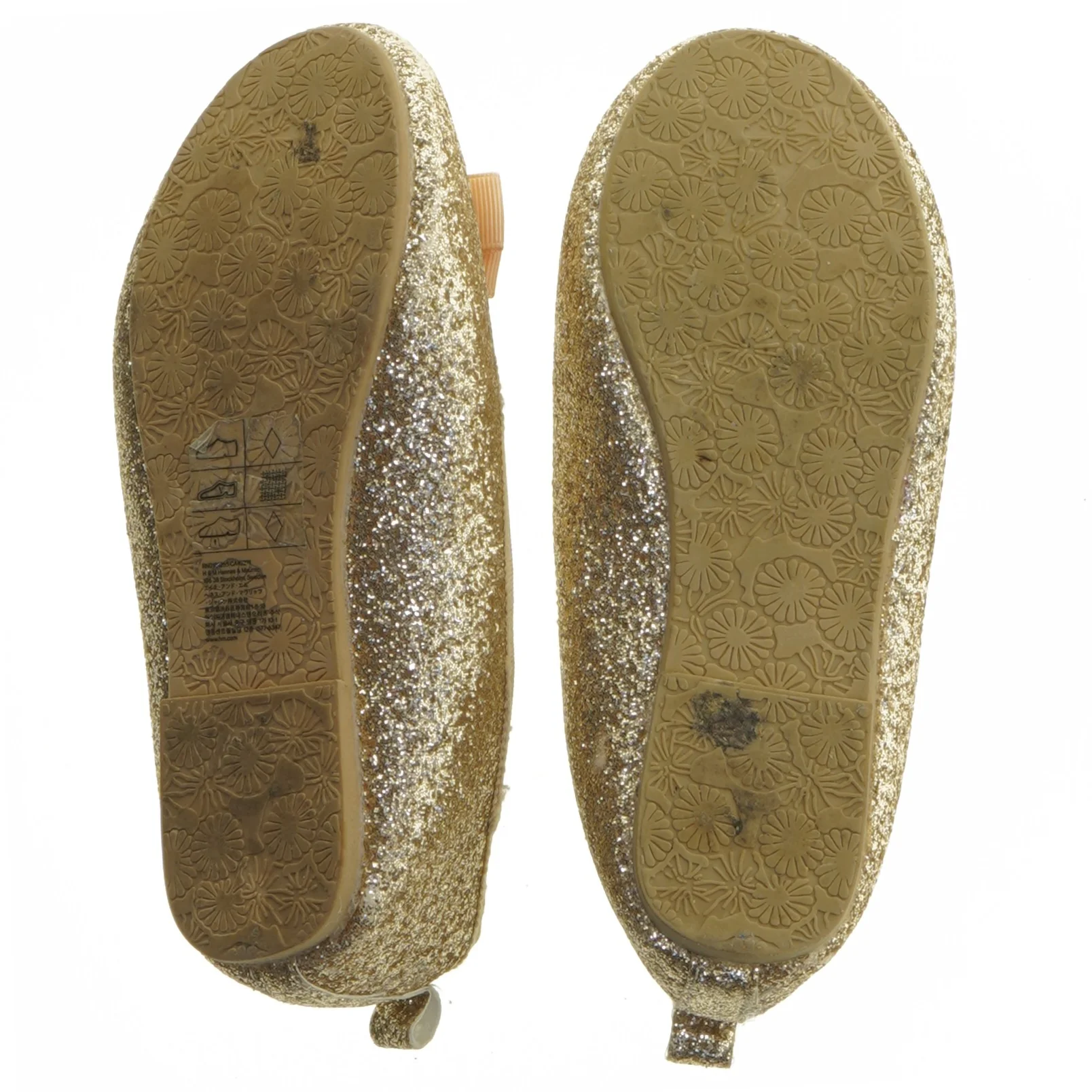 Guld ballerina sko i størrelse 28 med sløjfe (str. 28 )