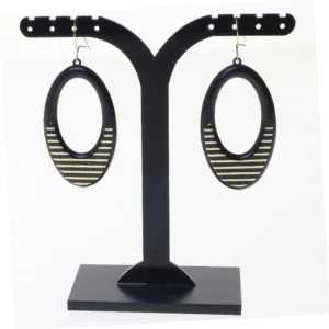 Øreringe med guldstriber (str. 4 x 2 komma 3 se m)