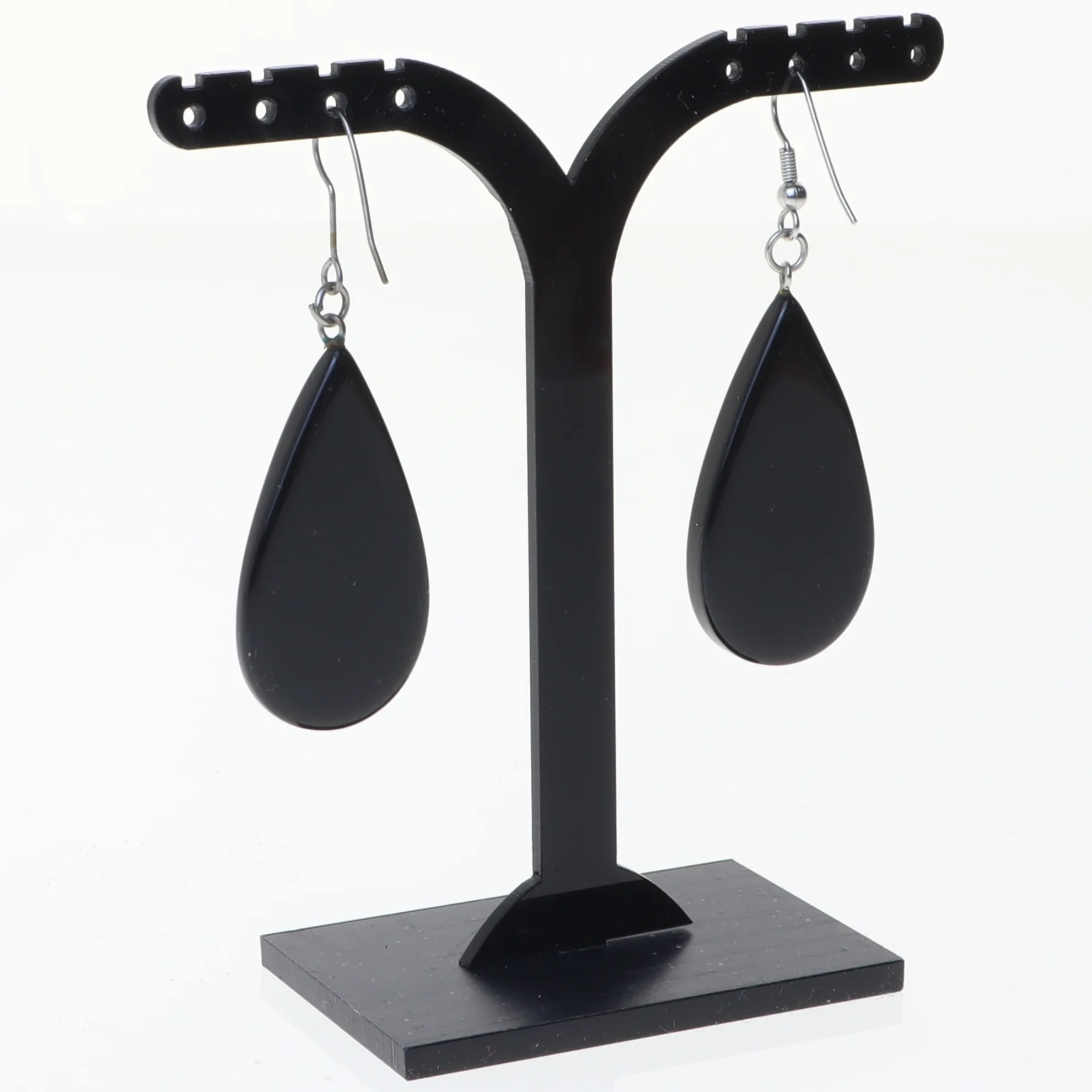 Øreringe, Dråbeformet, Sort og Hvid (str. 6 x 2 cm)