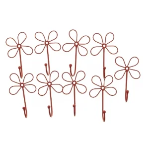 Dekorative røde metalblomstkroge (str. 12 x 8 cm)