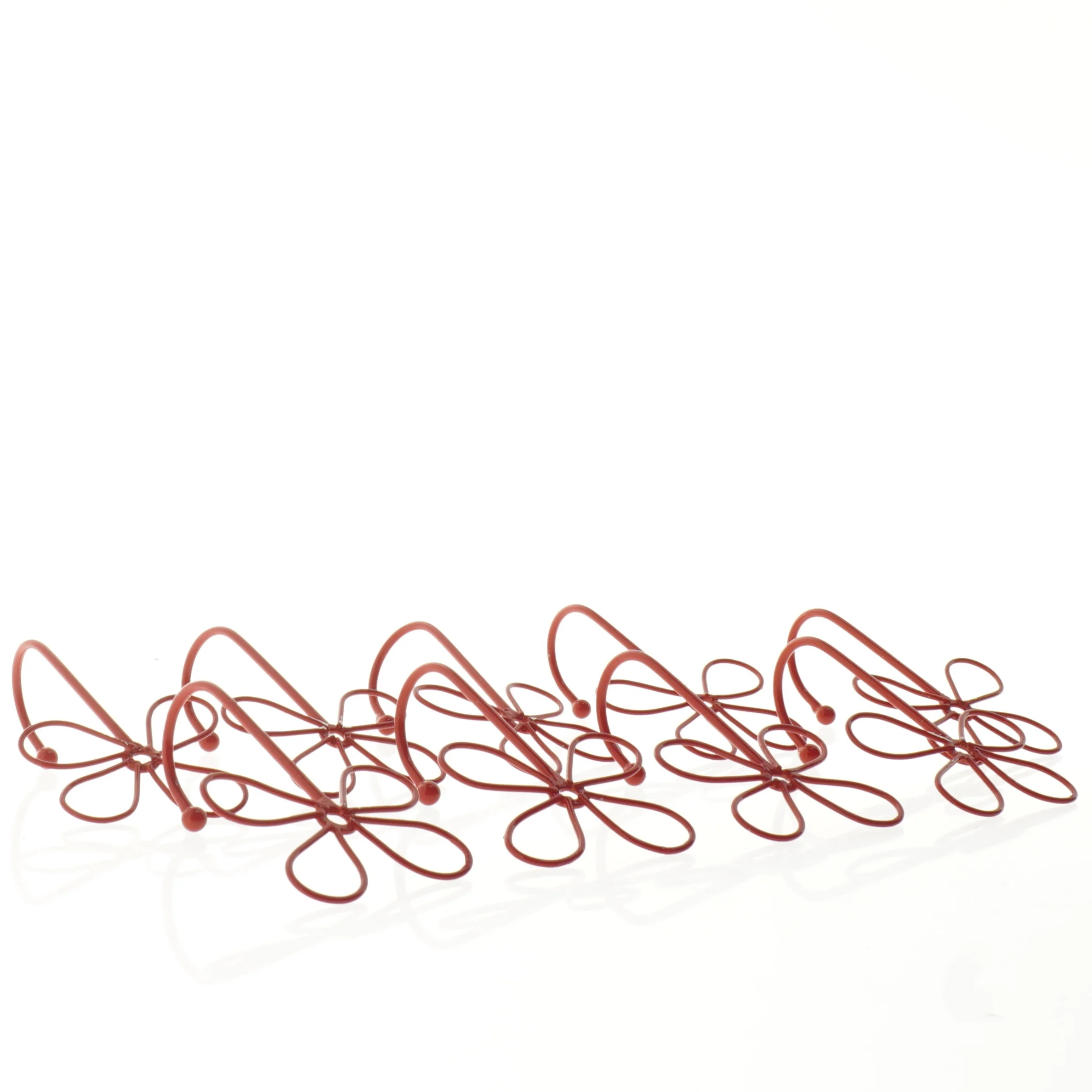 Dekorative røde metalblomstkroge (str. 12 x 8 cm)