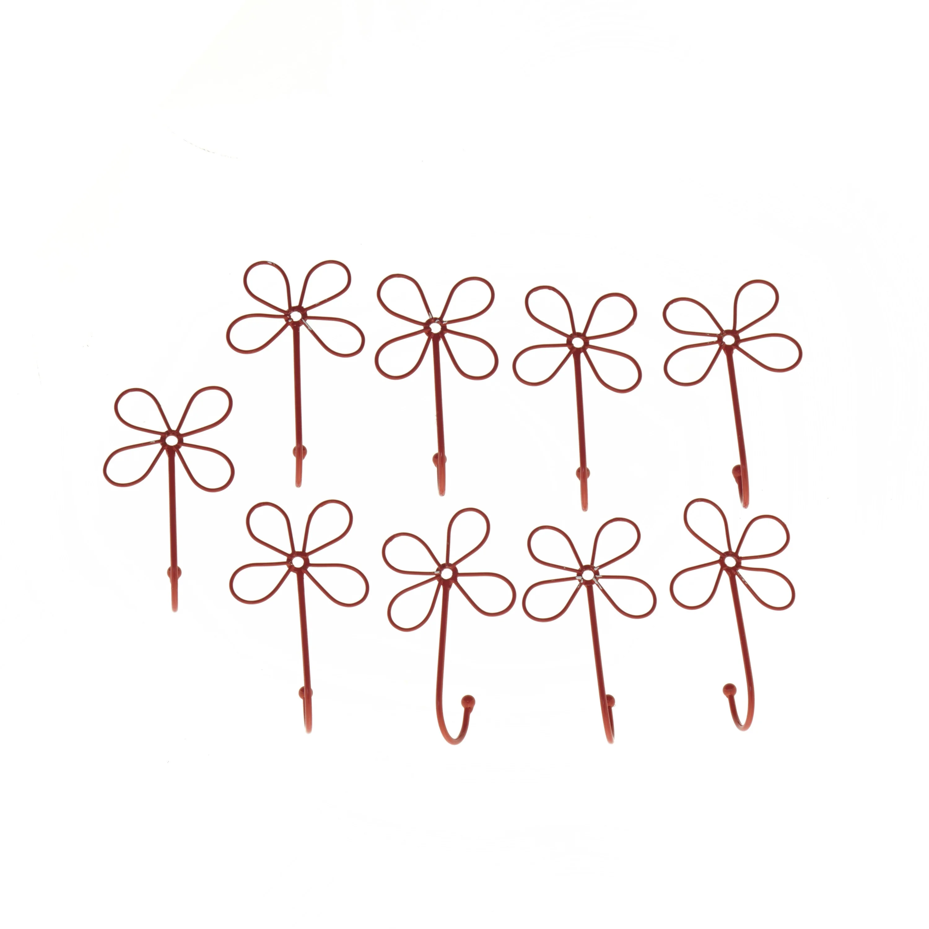 Dekorative røde metalblomstkroge (str. 12 x 8 cm)