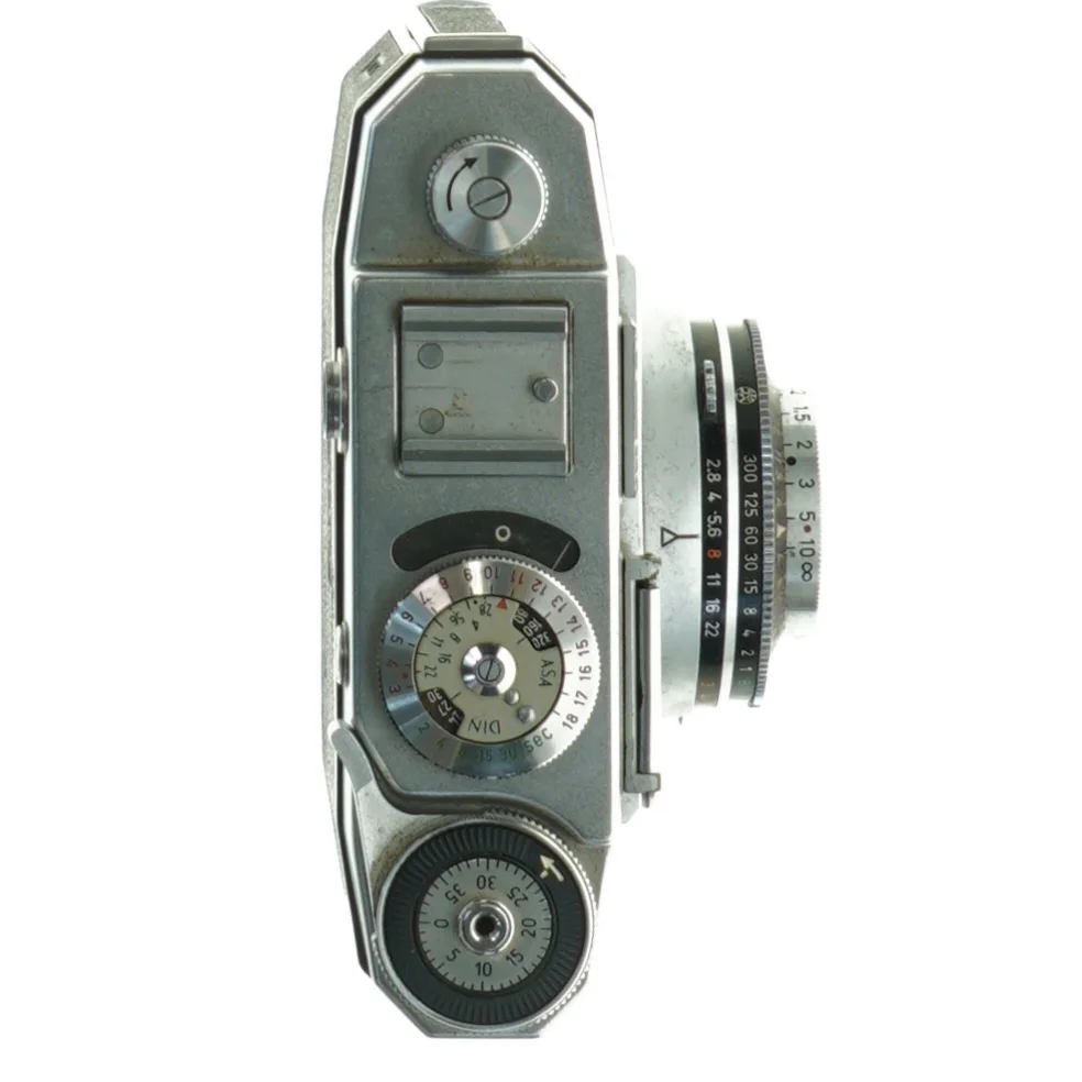 Vintage kamera med læderetui fra Zeiss Ikon (str. 12 cm x 8 cm)