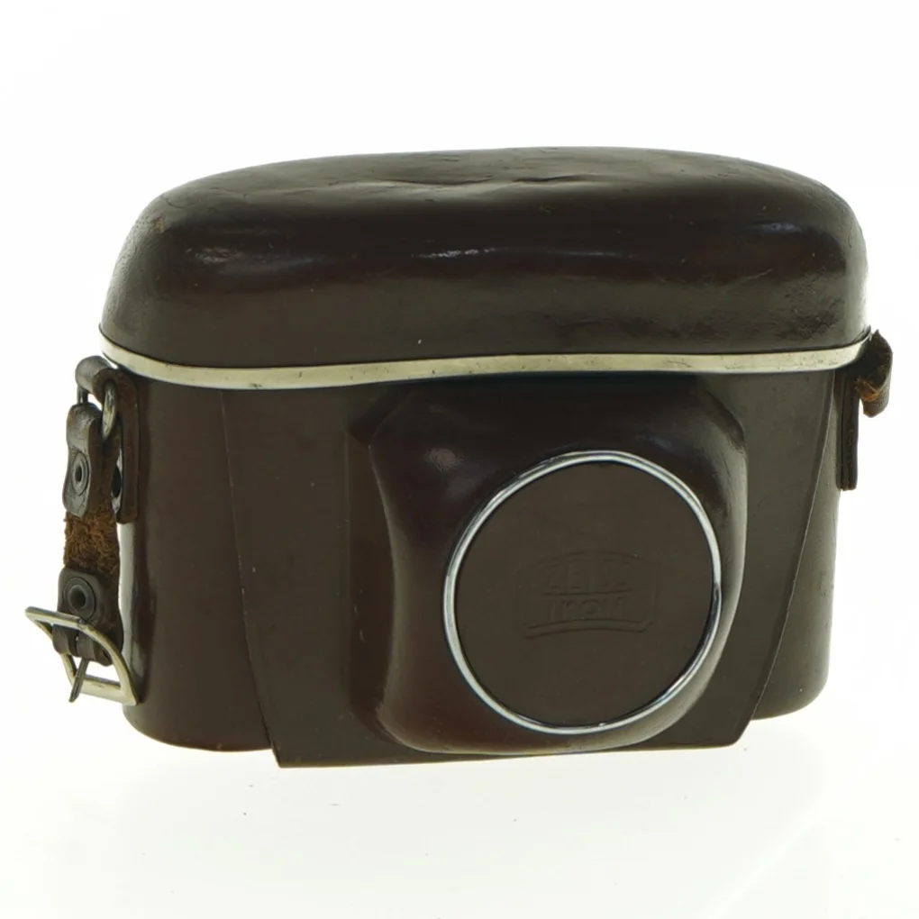 Vintage kamera med læderetui fra Zeiss Ikon (str. 12 cm x 8 cm)