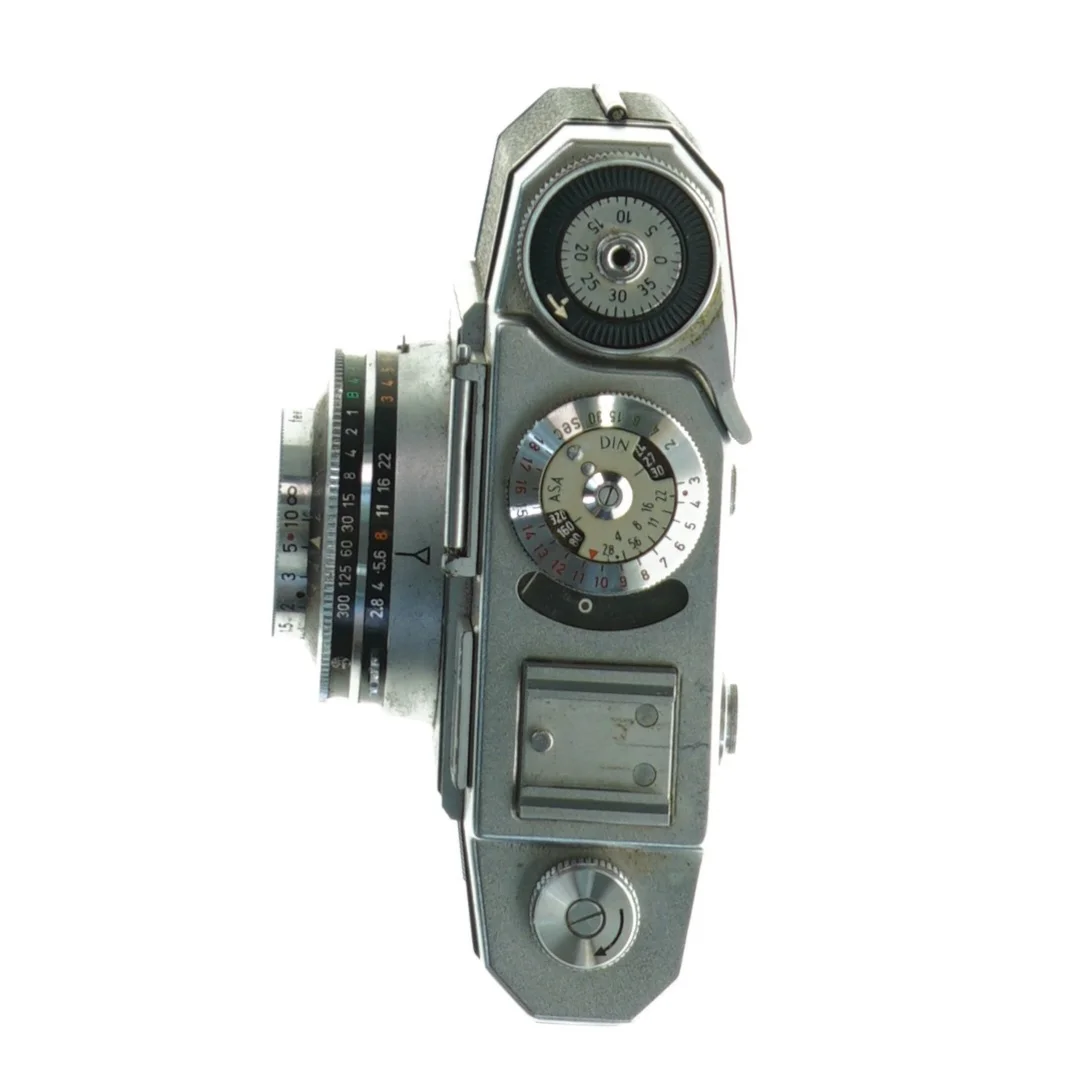 Vintage kamera med læderetui fra Zeiss Ikon (str. 12 cm x 8 cm)