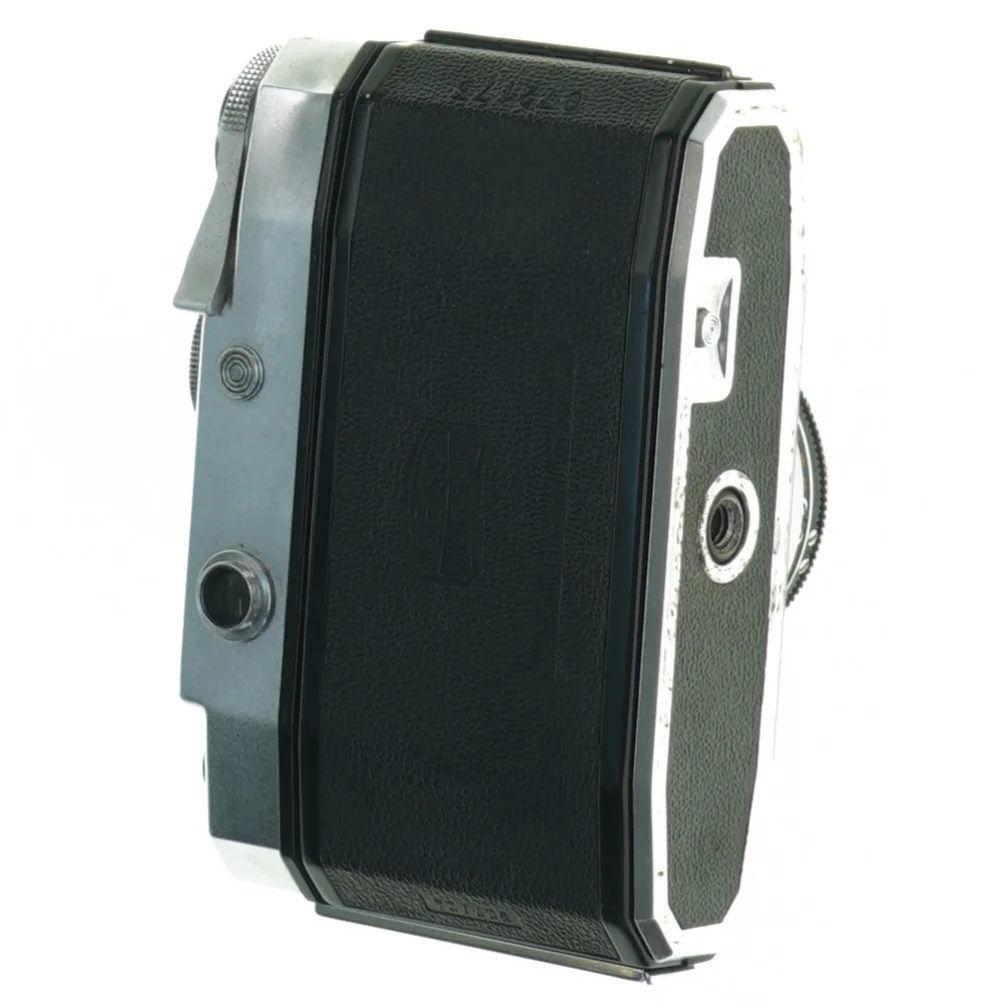 Vintage kamera med læderetui fra Zeiss Ikon (str. 12 cm x 8 cm)