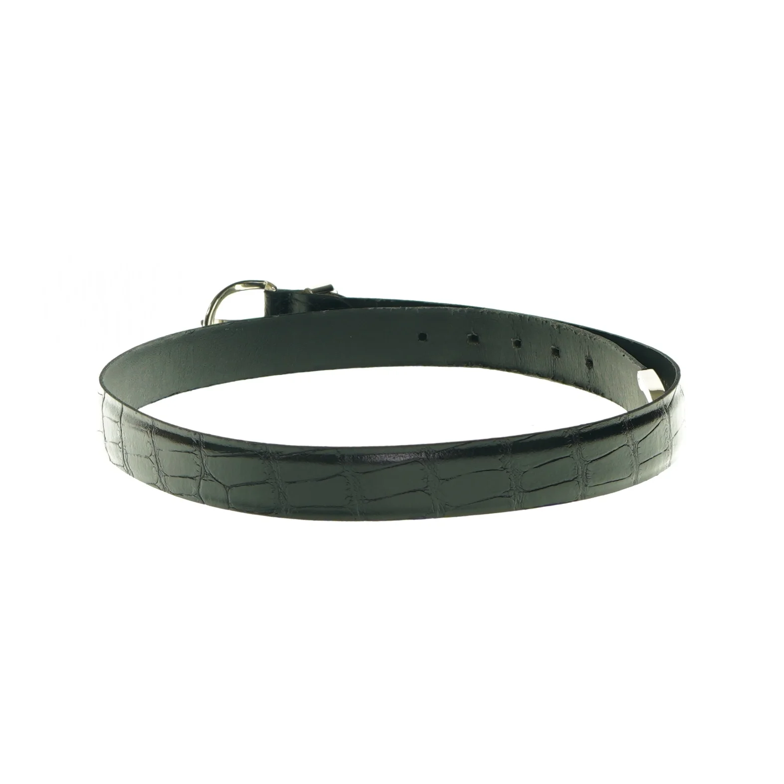 Sort læder bælte med slangeskind fra Pierre Balmain (str. L: 97-97 cm)