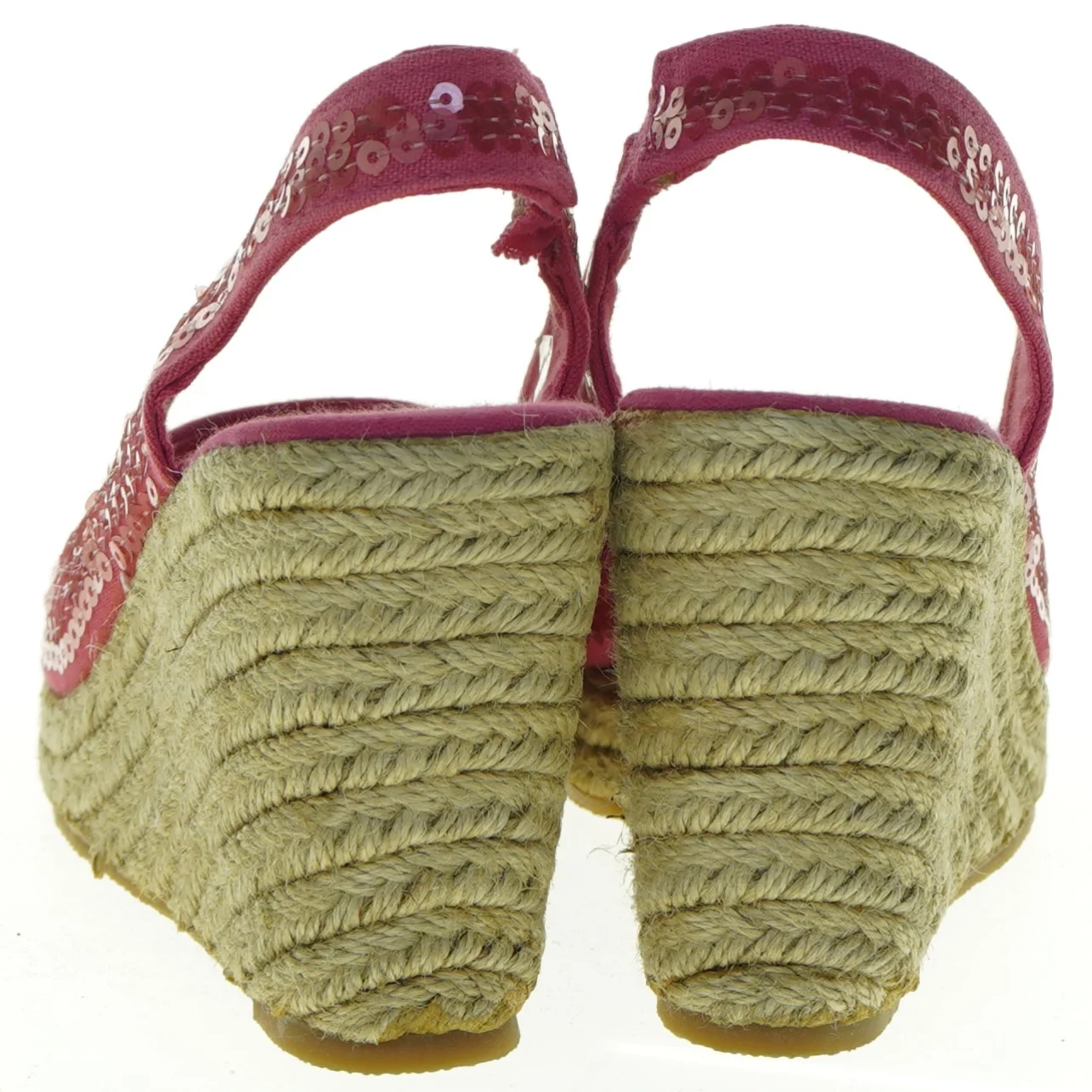 Røde stof wedges sandaler med palietter fra ILSE JACOBSEN Hornbæk (str. 37)