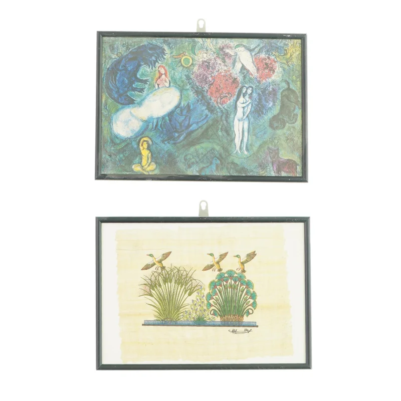 2 billeder i et trærammer (str. LB: 30 x 21,5 cm)