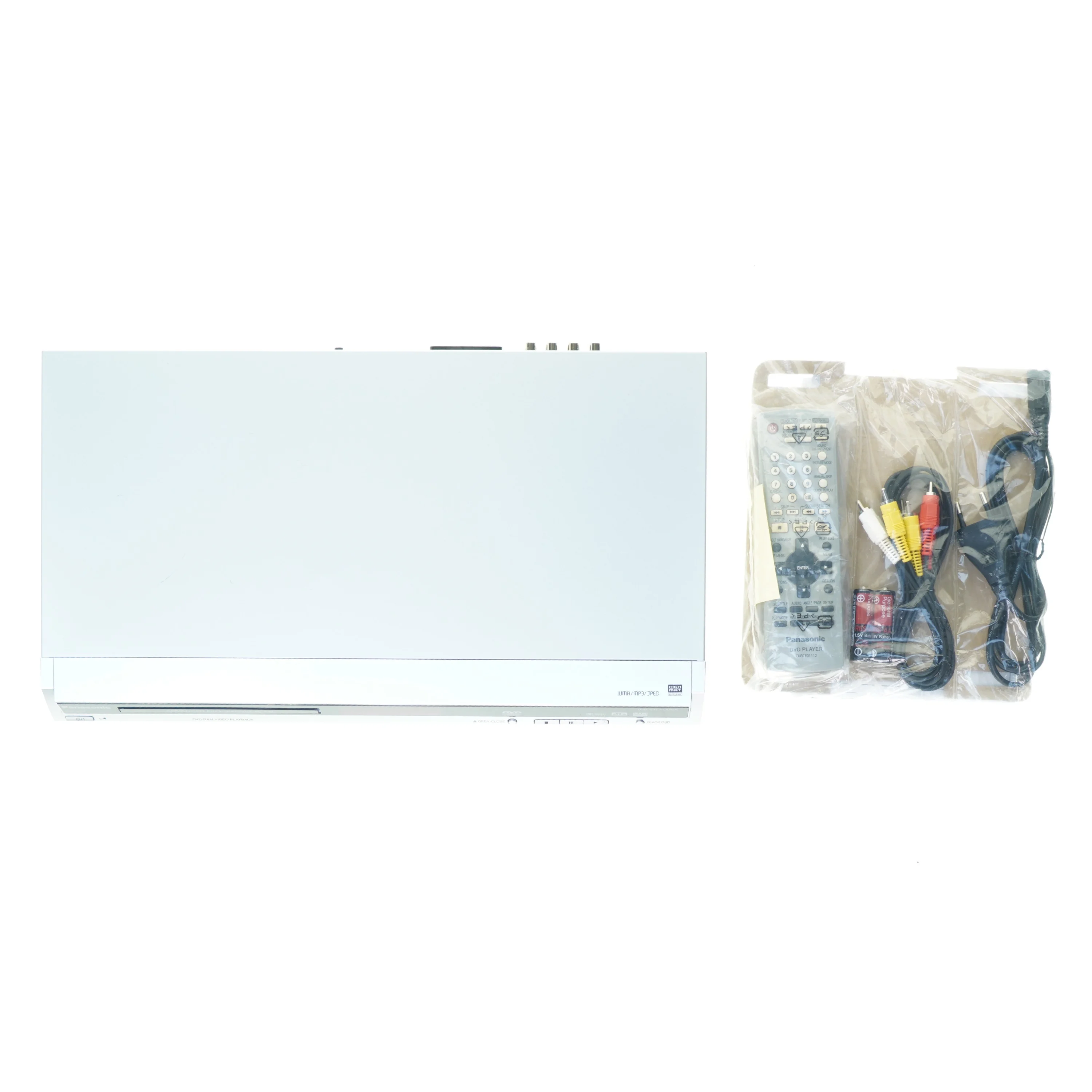 Dvd afspiller med kabler og fjernbetjening fra Panasonic (str. 43 x 24 cm)