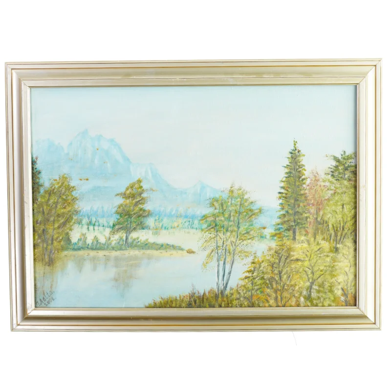 Maleri i ramme natur billede  Ukendt (str. LB:62,5x46cm)