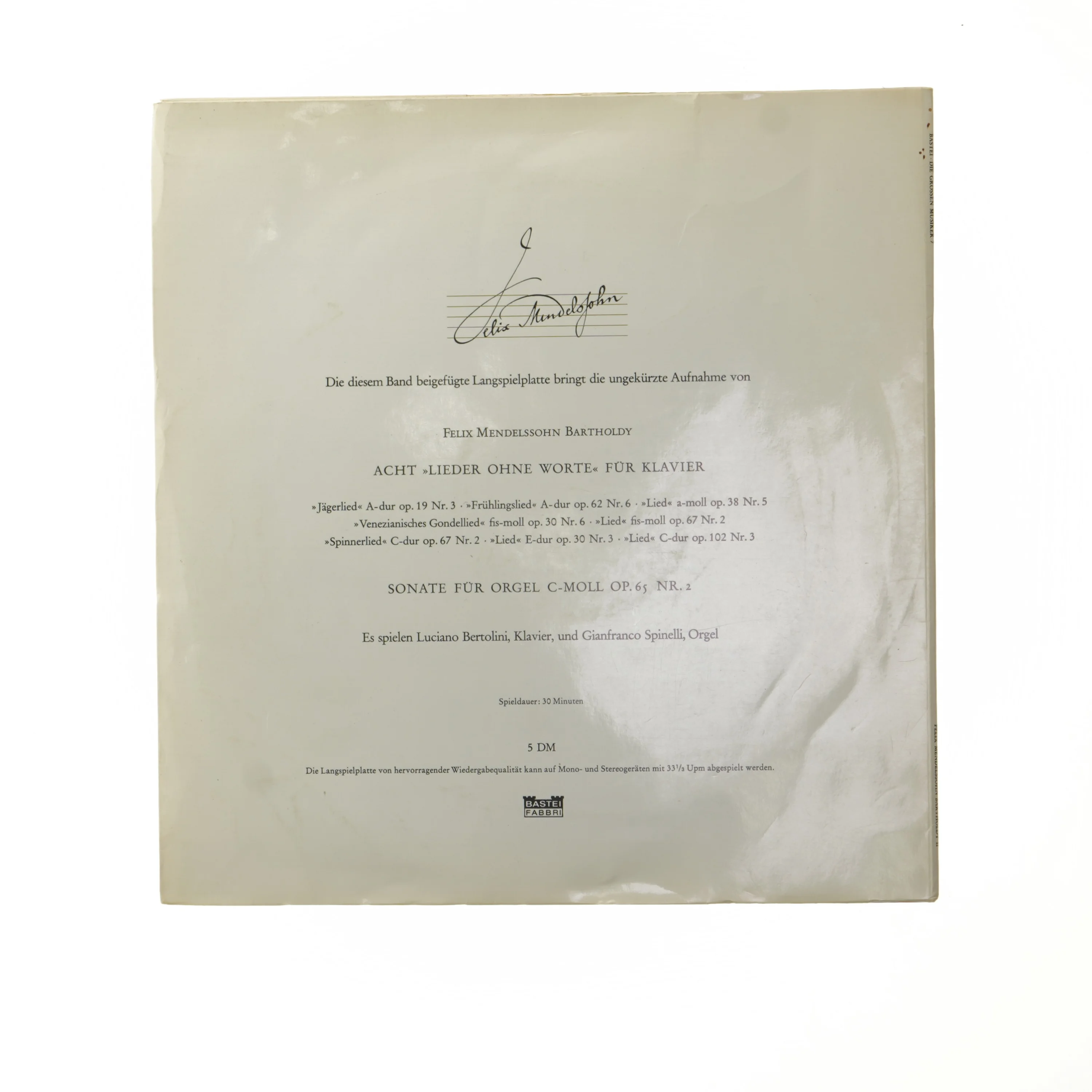 Felix Mendelssohn LP plade fra Bastei