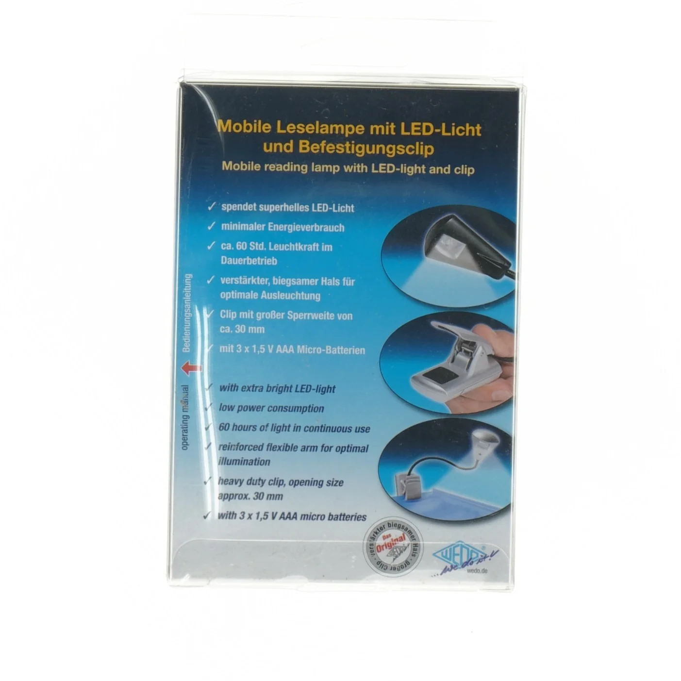 LED Læselampe med Klip (str. 3 x 8 x 14 cm)