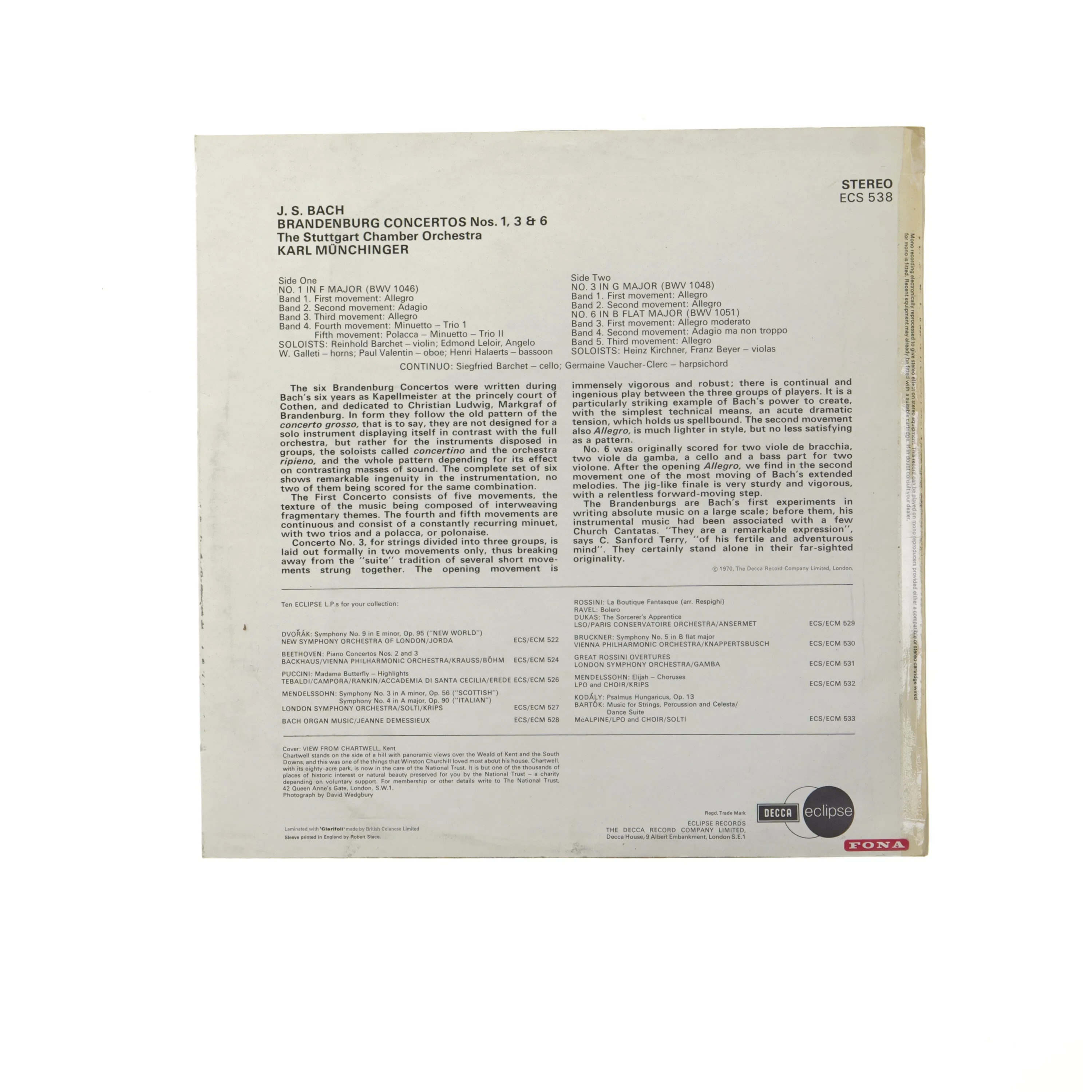 J.S. Bach Brandenburg Concertos LP fra Decca