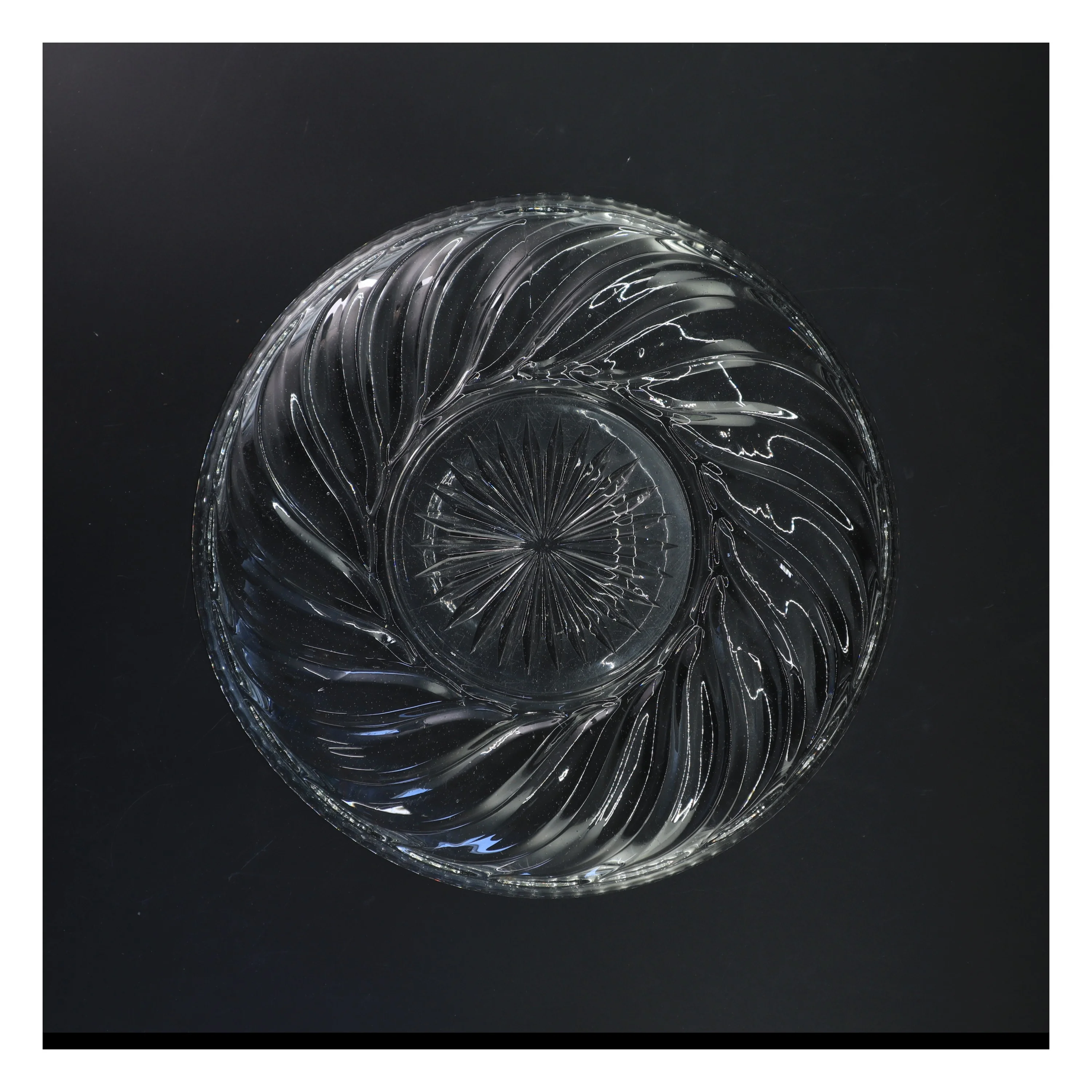 Glas fad med mønster (str. Ø 29,5 cm)