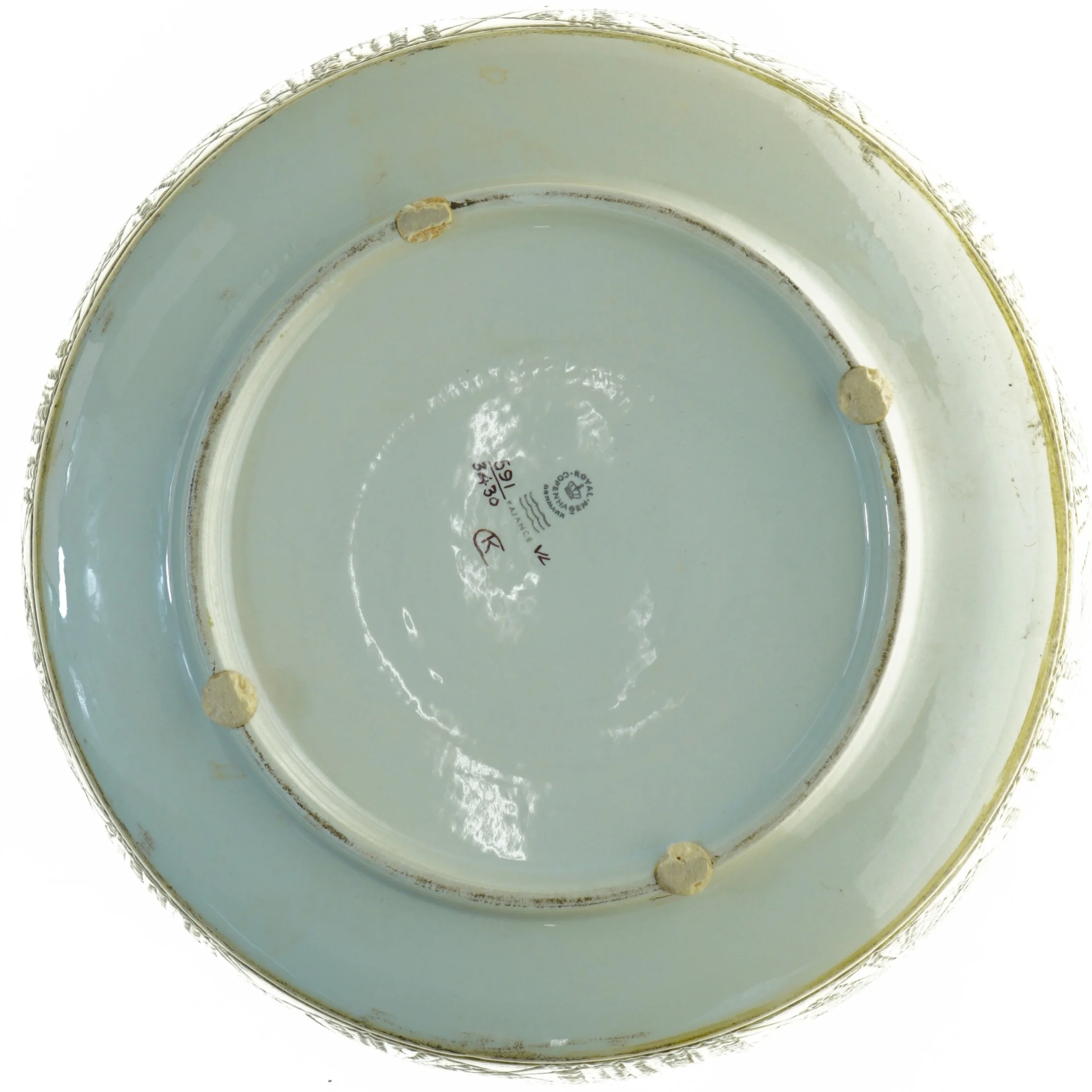 enera kunst fajance fra Royal Copenhagen / Aluminia. Stor bowle / skål. Nummer 591/3430. (str. 34 x 34 cm)