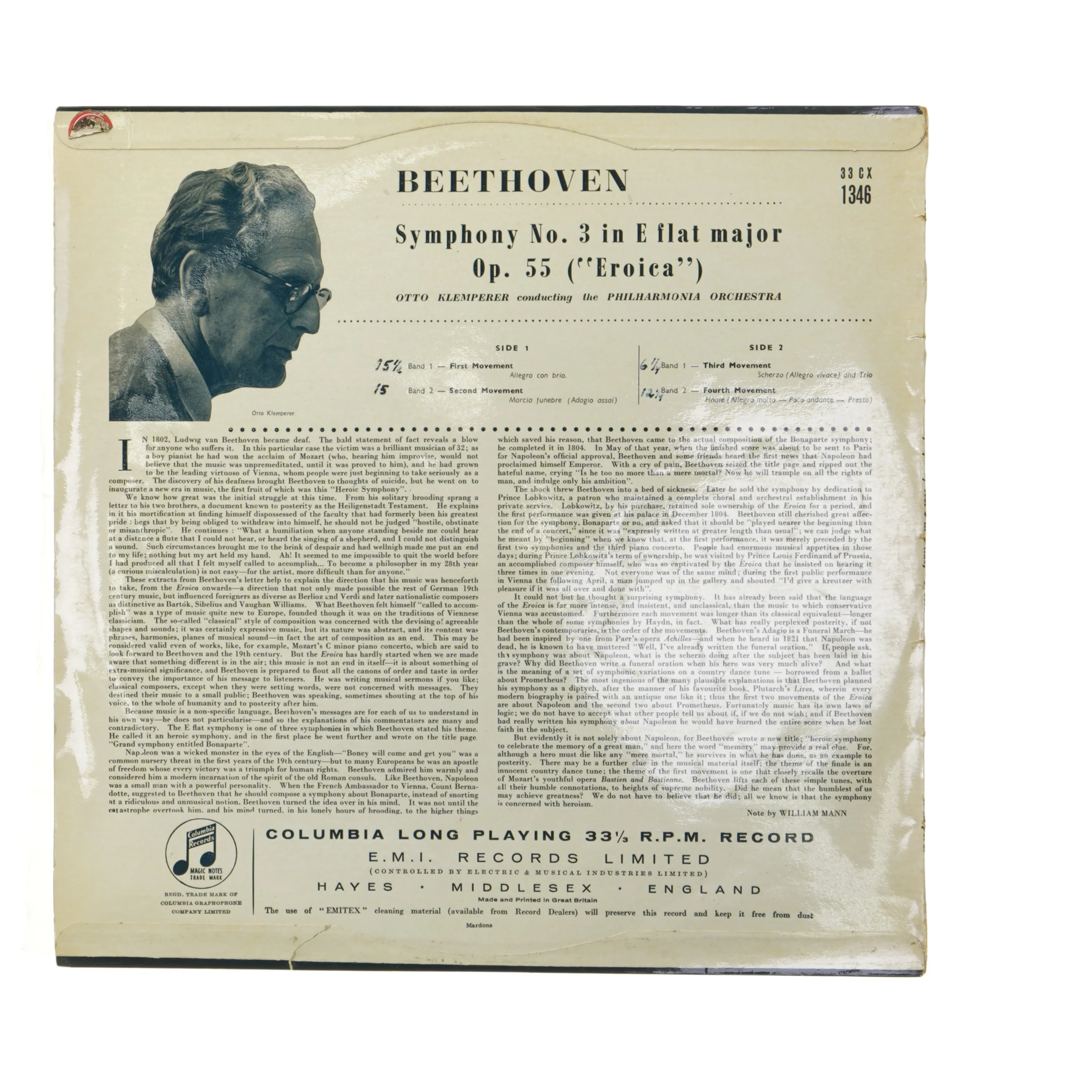 Beethoven Symfoni Nr. 3, Columbia LP fra Columbia