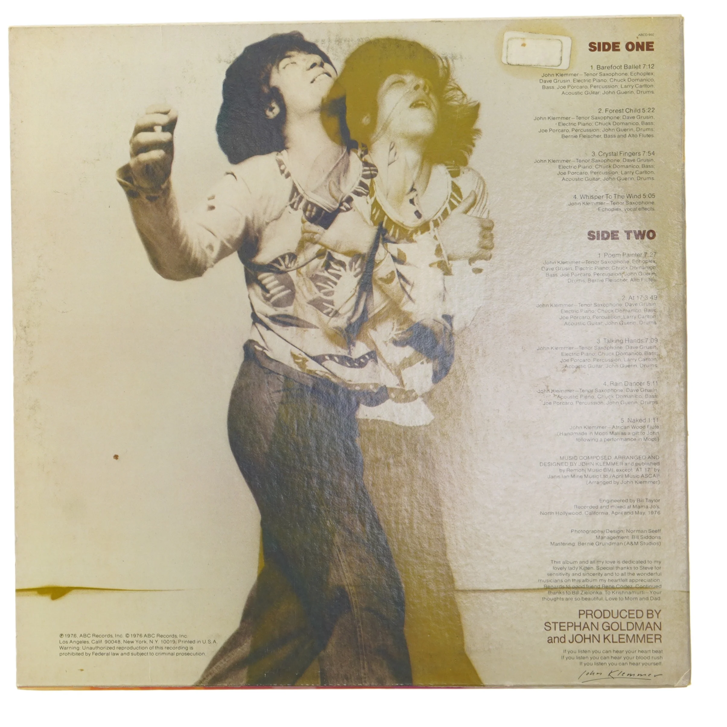 John Klemmer - Barefoot Ballet vinyl album fra ABC Records