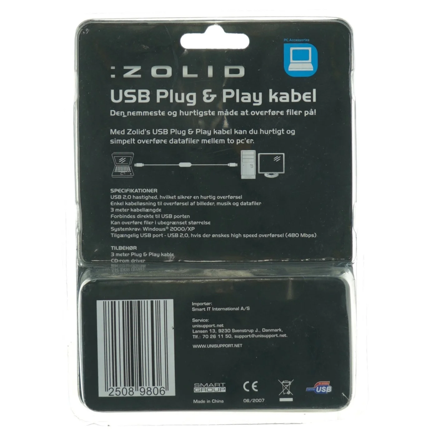 Zolid USB Plug & Play kabel fra Zolio (str. 19 x 14 x 5 cm)