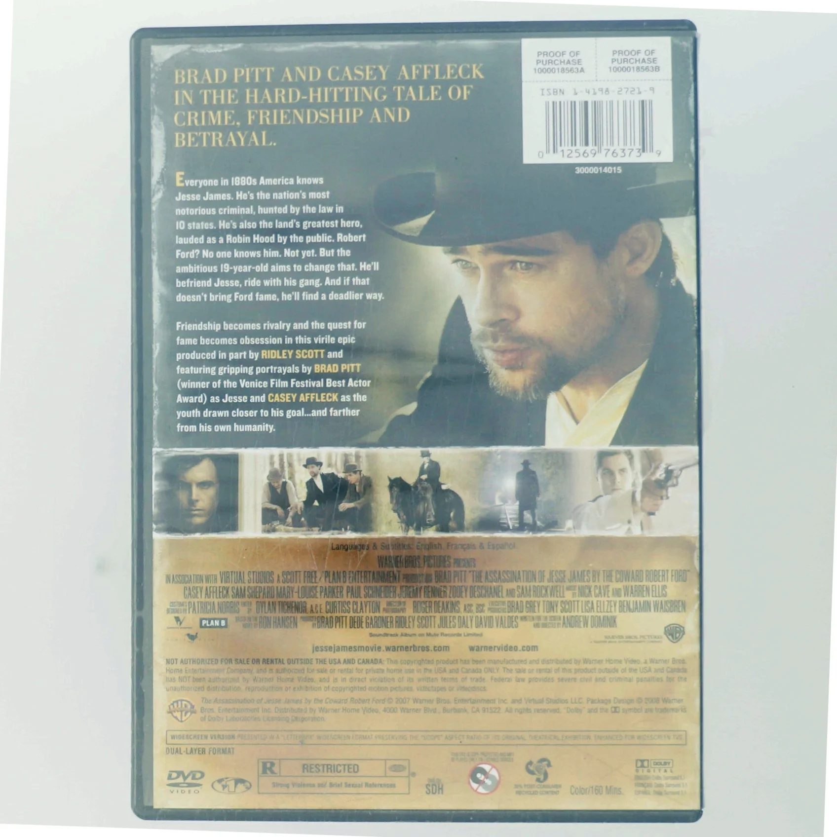 Assassination of Jesse James by Coward Robert Ford med Brad Pitt (DVD)