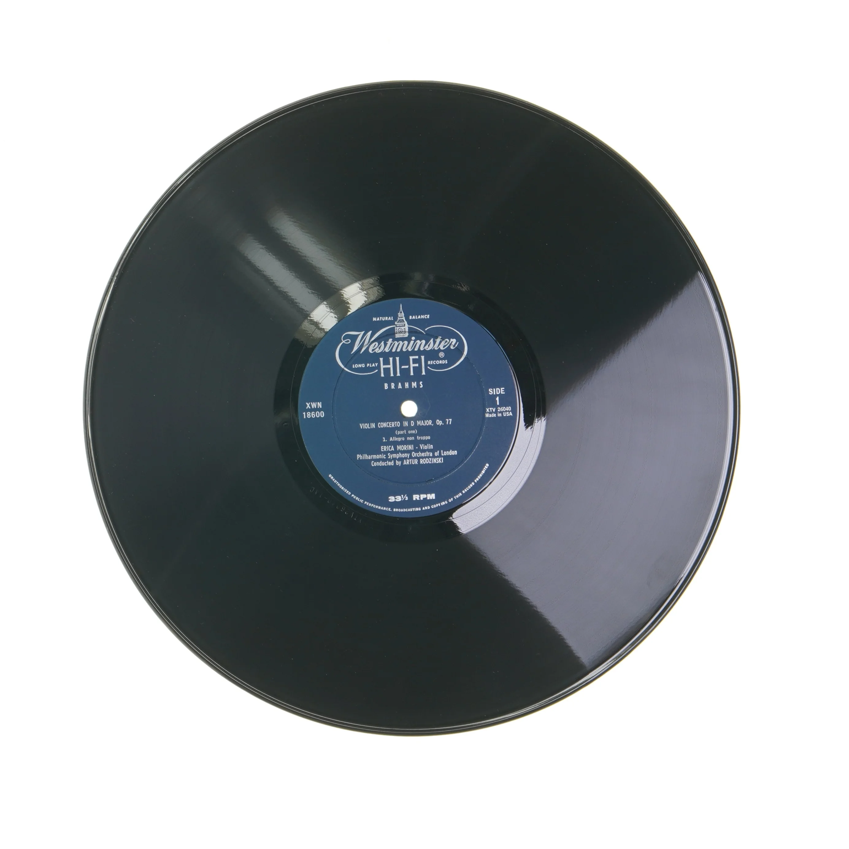 Erica Morini Brahms Violin Concerto LP fra Westminster