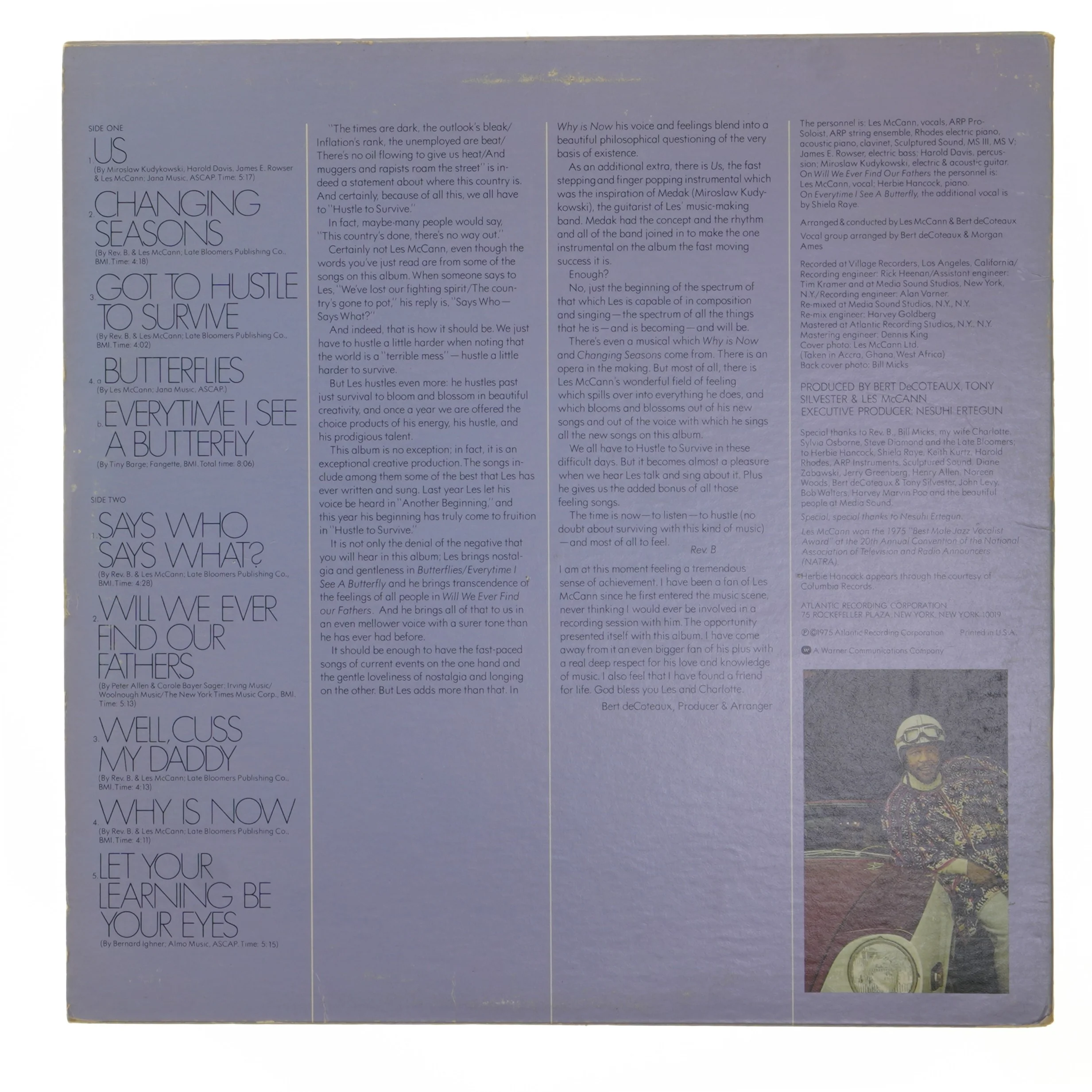 Les McCann Hustle to Survive LP fra Atlantic Records