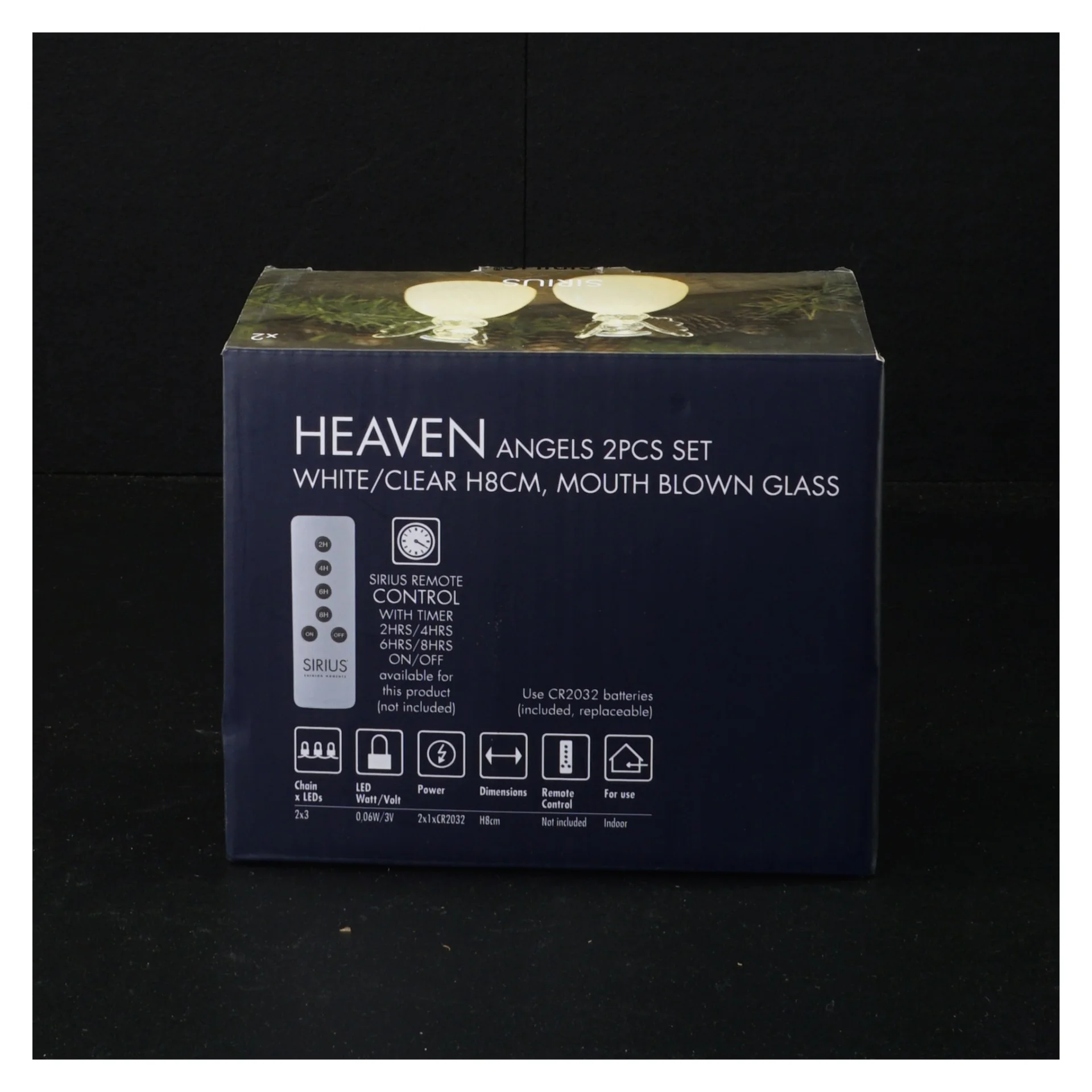 Glaskunst englelys fra Sirius (str. 14 x 11 cm)