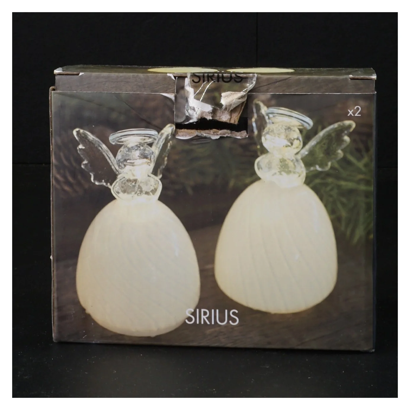 Glaskunst englelys fra Sirius (str. 14 x 11 cm)