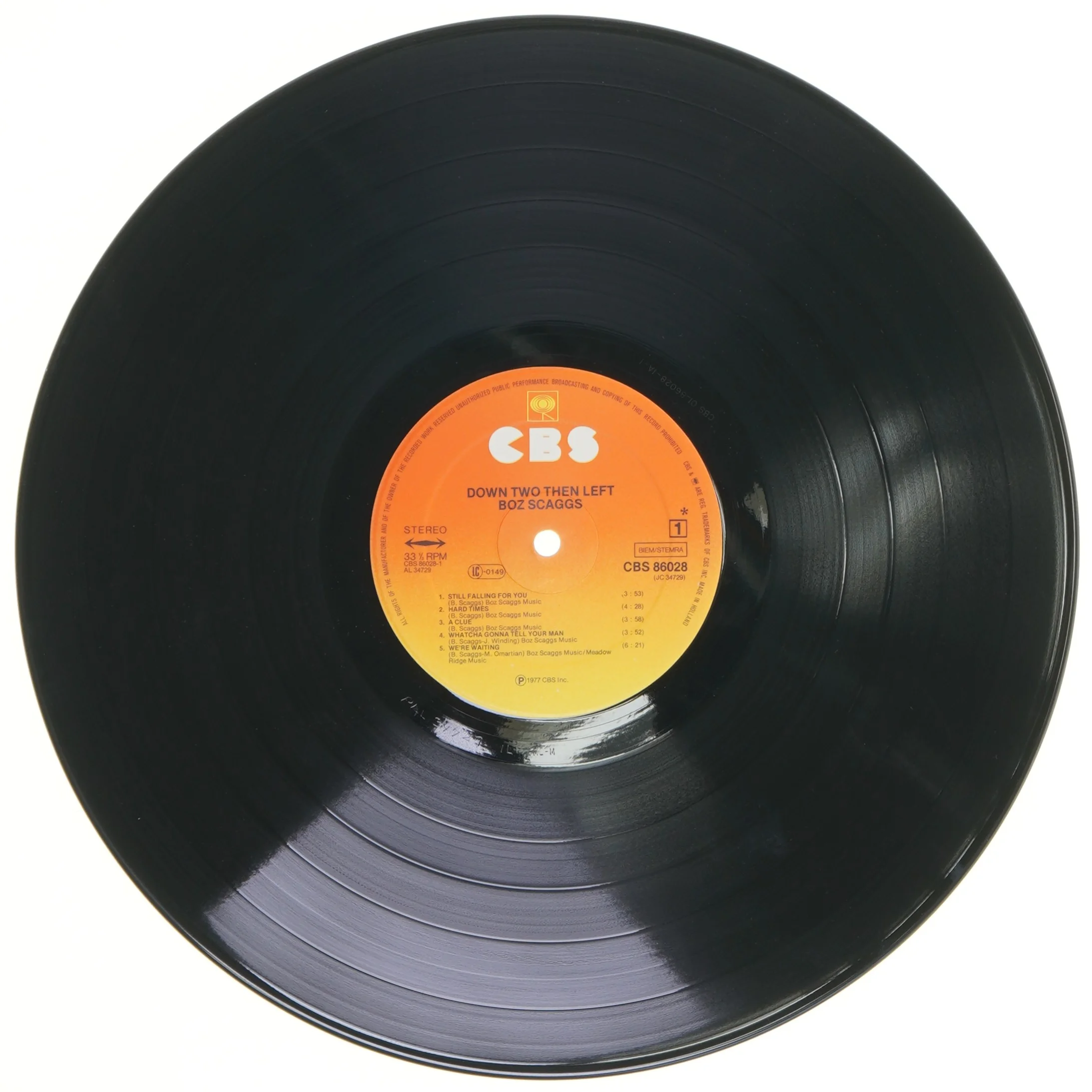 Boz Scaggs LP: Down Two Then Left