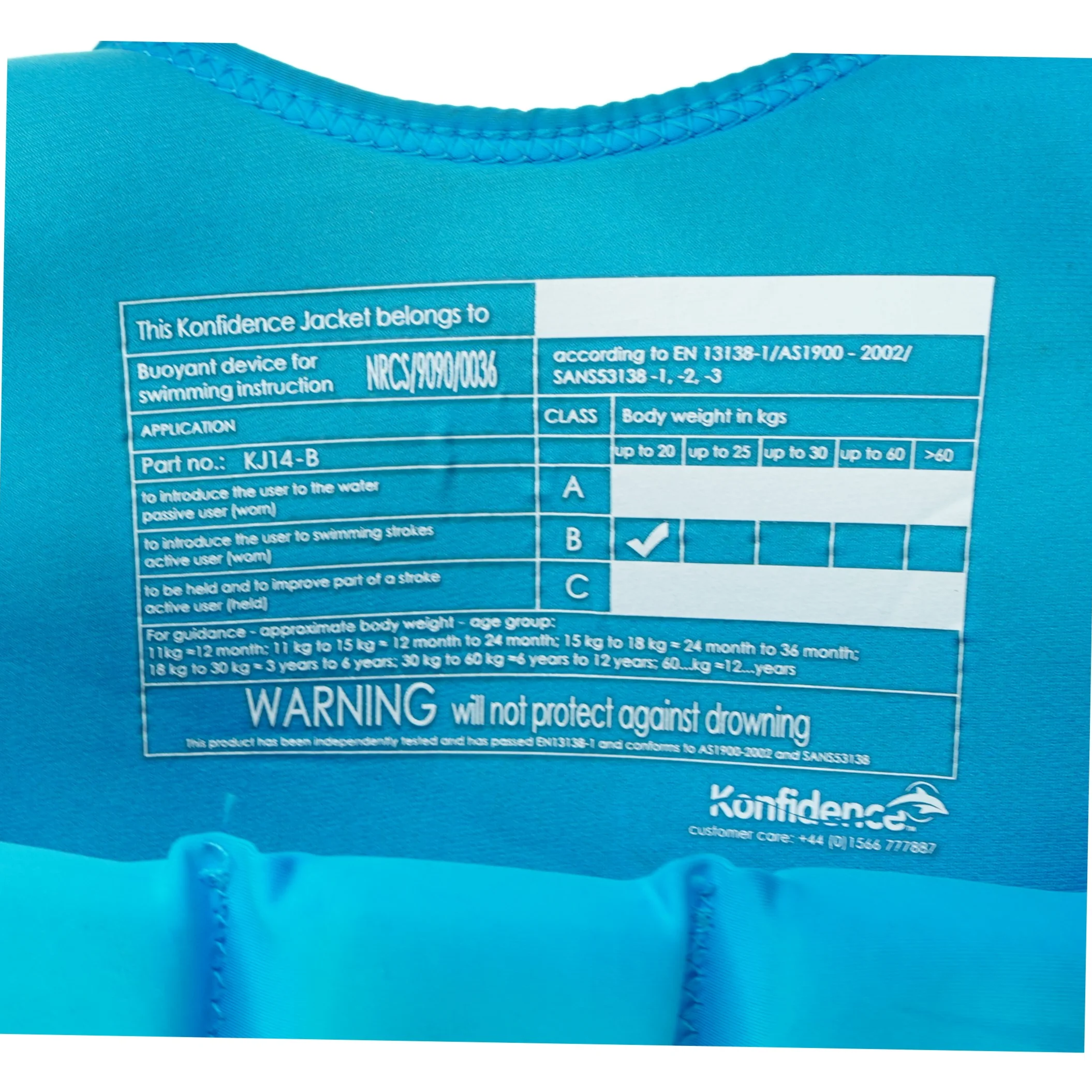 Redningsvest til børn fra Konfidence (str. Se på billedet)