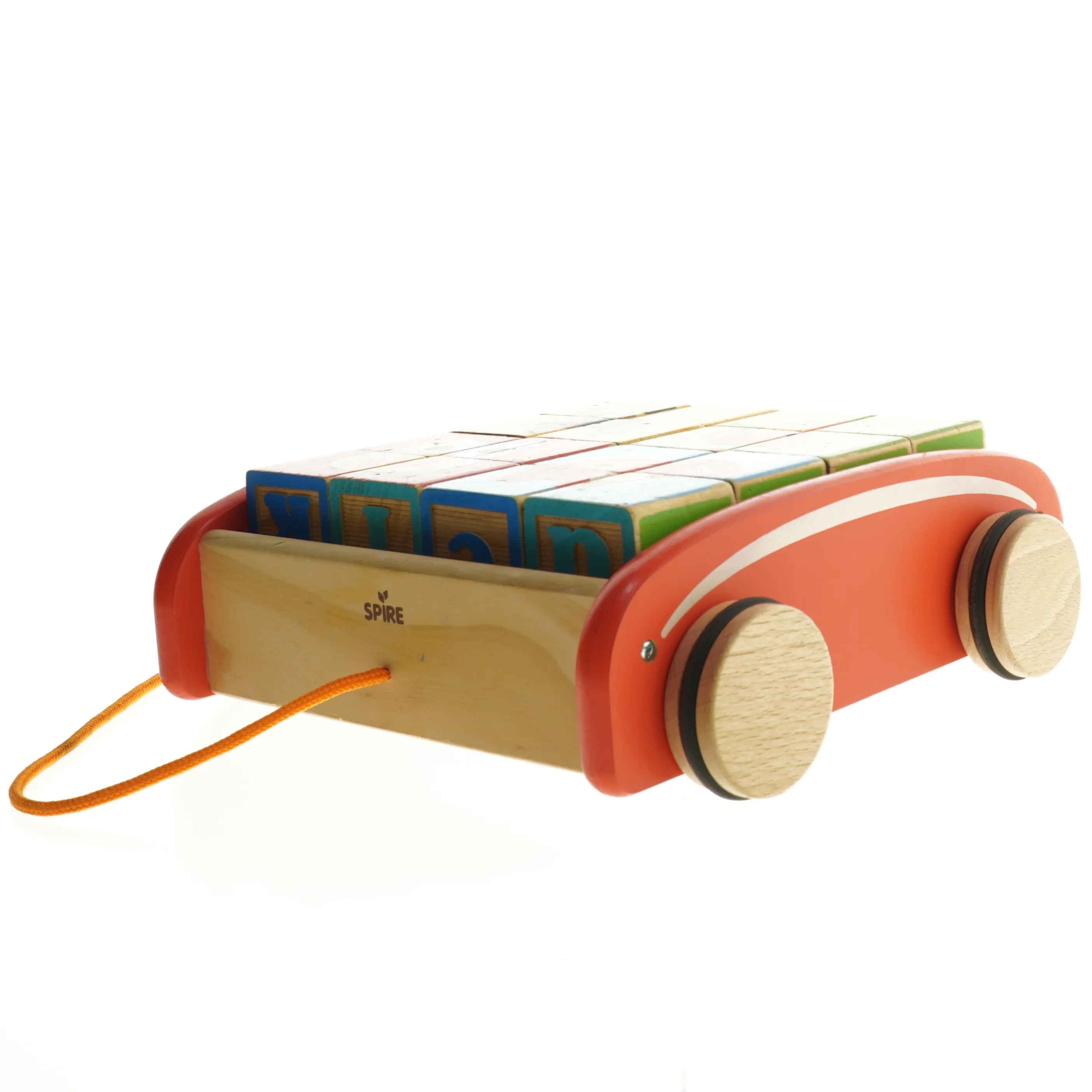 Trækvogn med farverige klodser