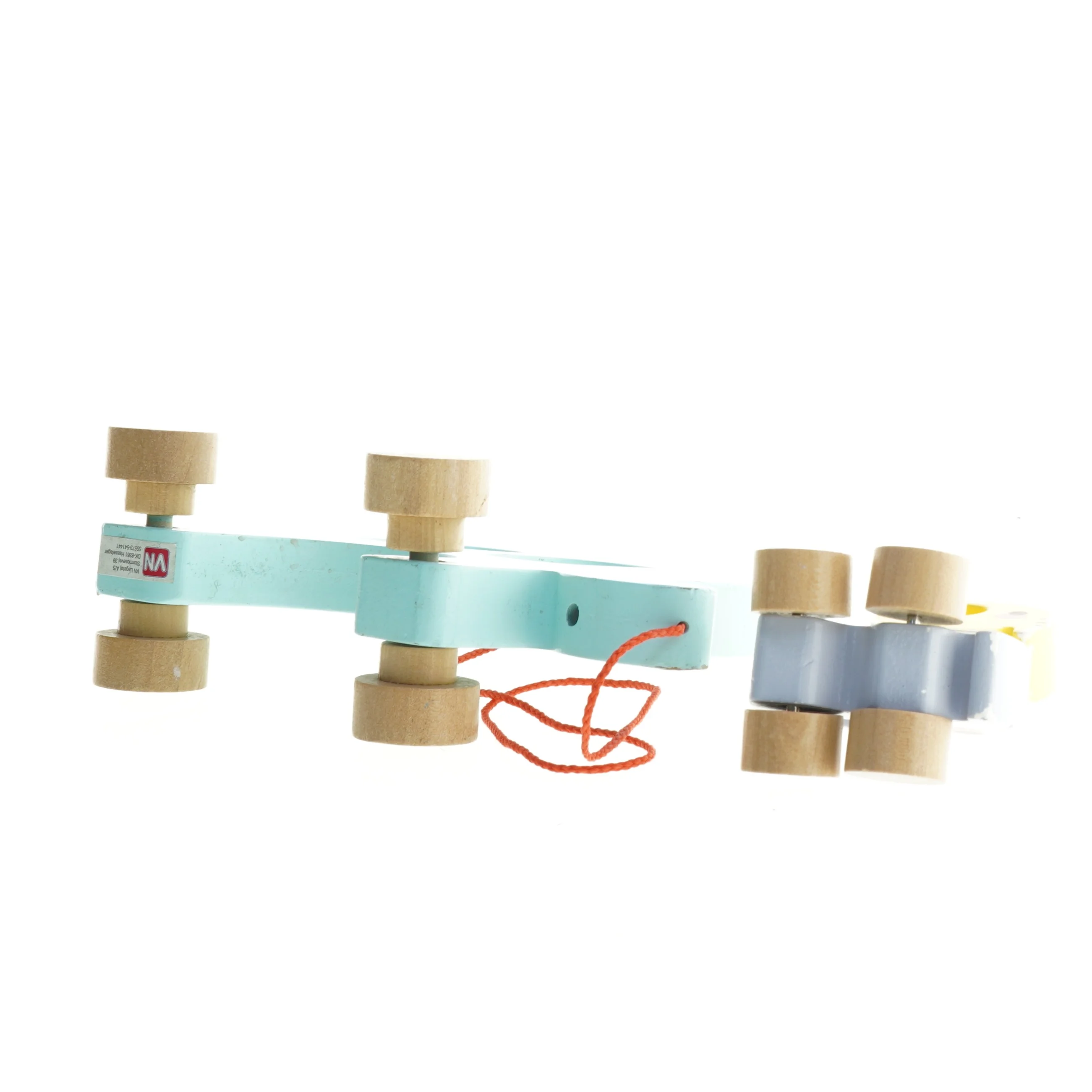 Trælegetøjselefant på hjul med figurer (str. Blå 24 x 18 x 9 cm)