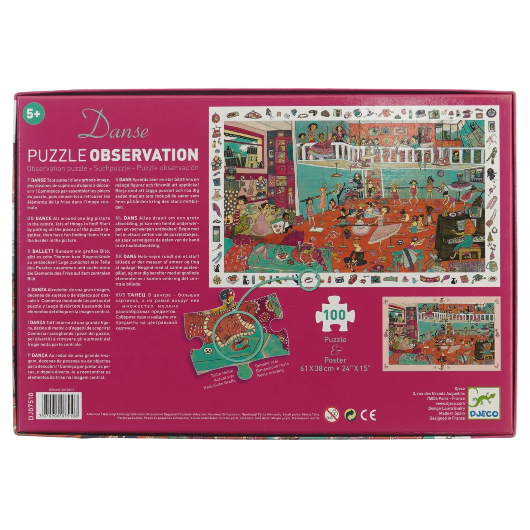 Observation puslespil med 100 brikker fra Djeco (str. 100 brikker 61x38 cm)