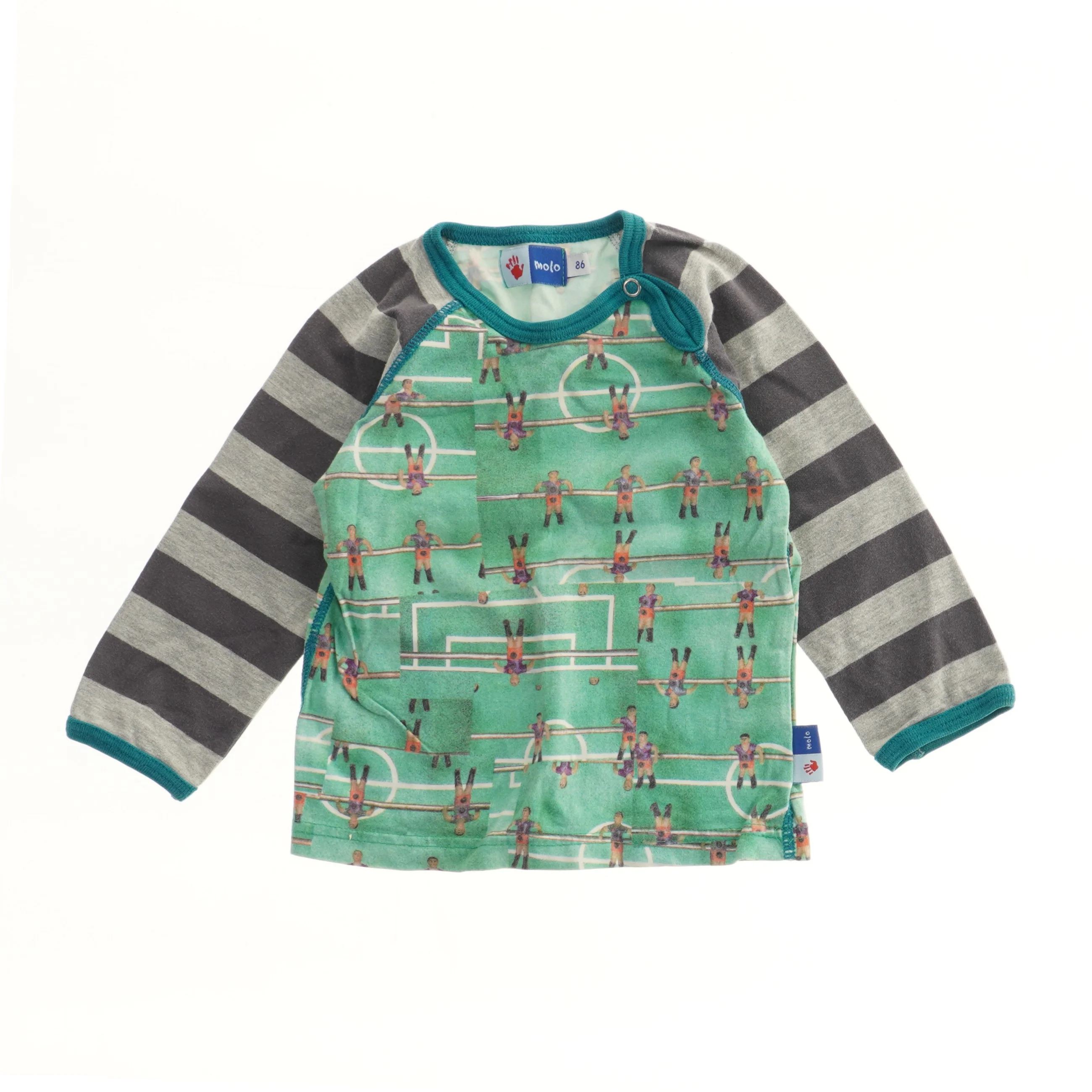 Bluse med fodboldprint og striber fra Molo (str. 80-86)