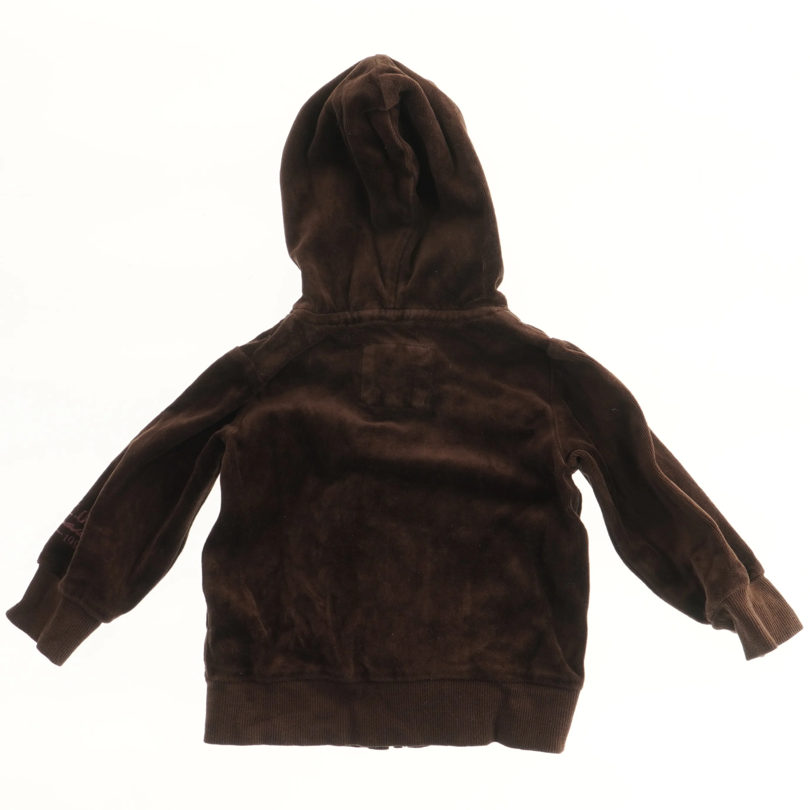 Brun cardigan med tekst fra H&M (str. 80)