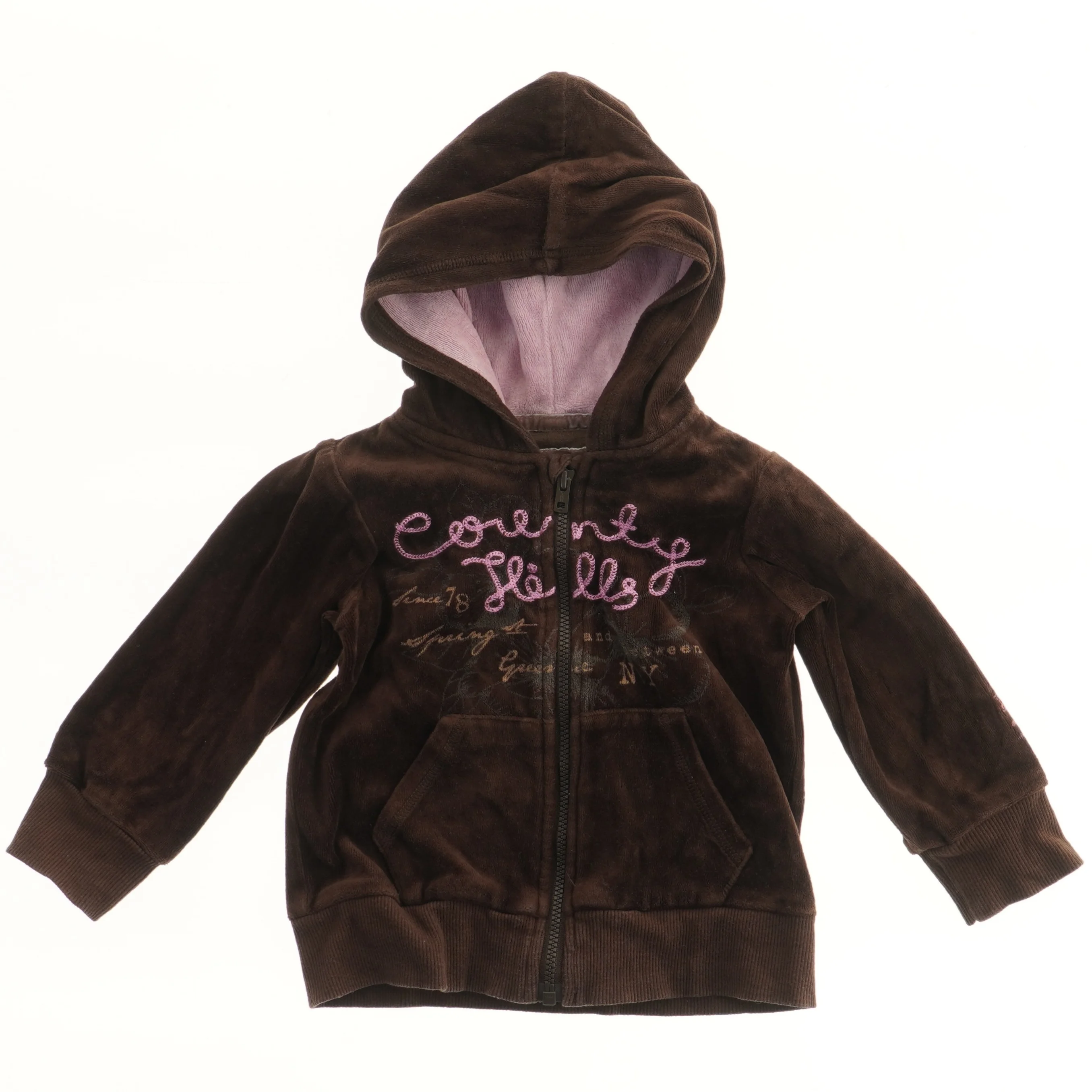 Brun cardigan med tekst fra H&M (str. 80)