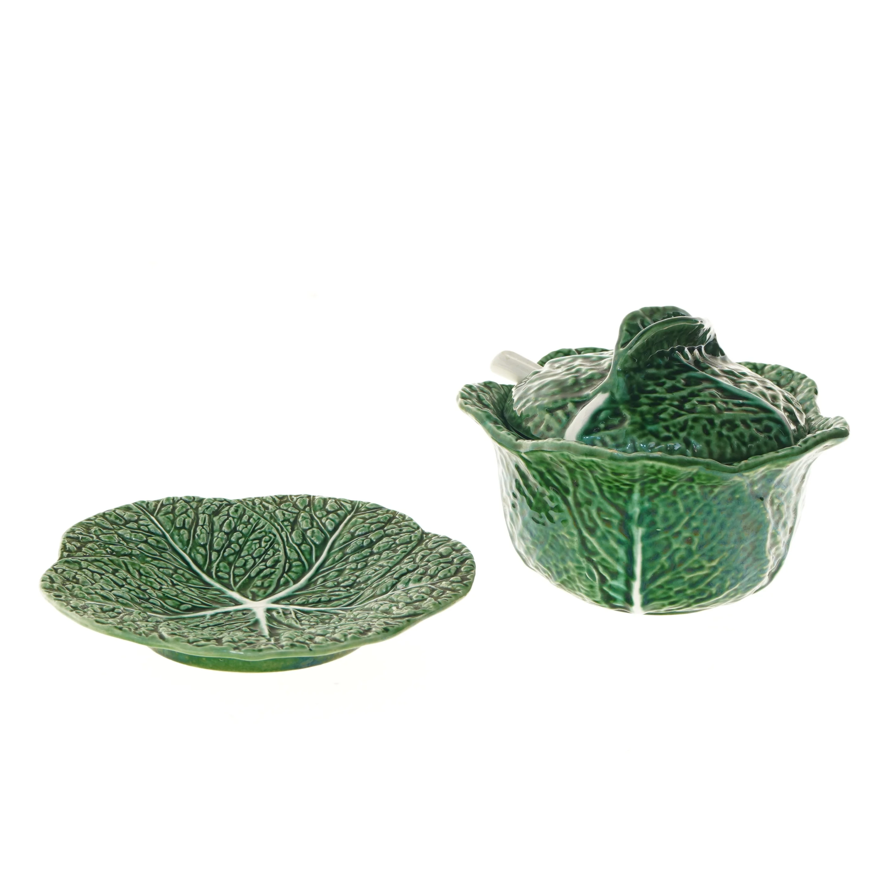 Kålhoved terrin med låg og ske (str. Ø 21x26 cm)