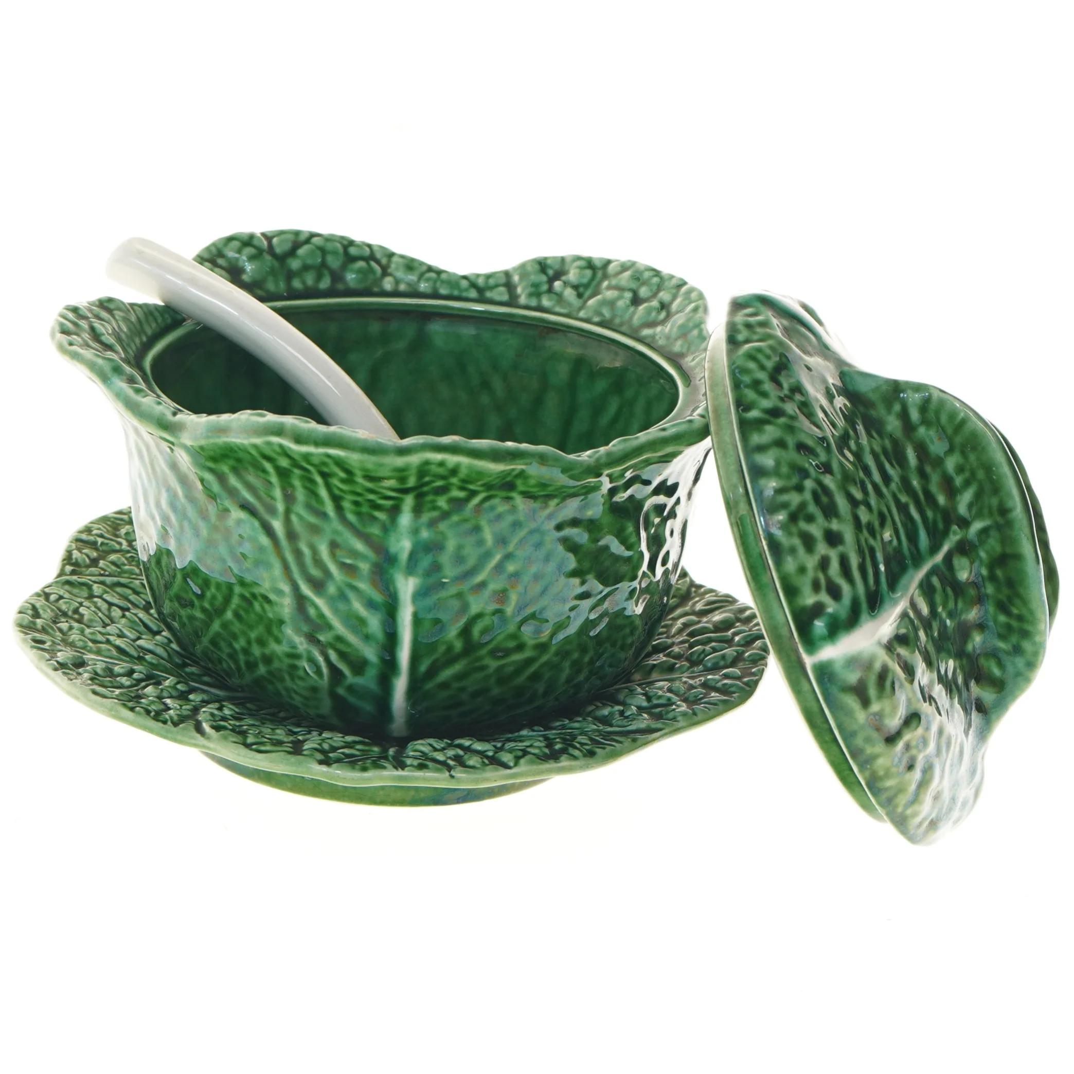 Kålhoved terrin med låg og ske (str. Ø 21x26 cm)