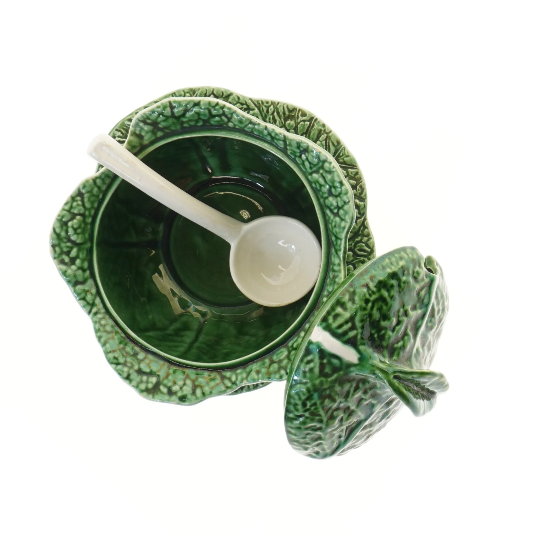 Kålhoved terrin med låg og ske (str. Ø 21x26 cm)