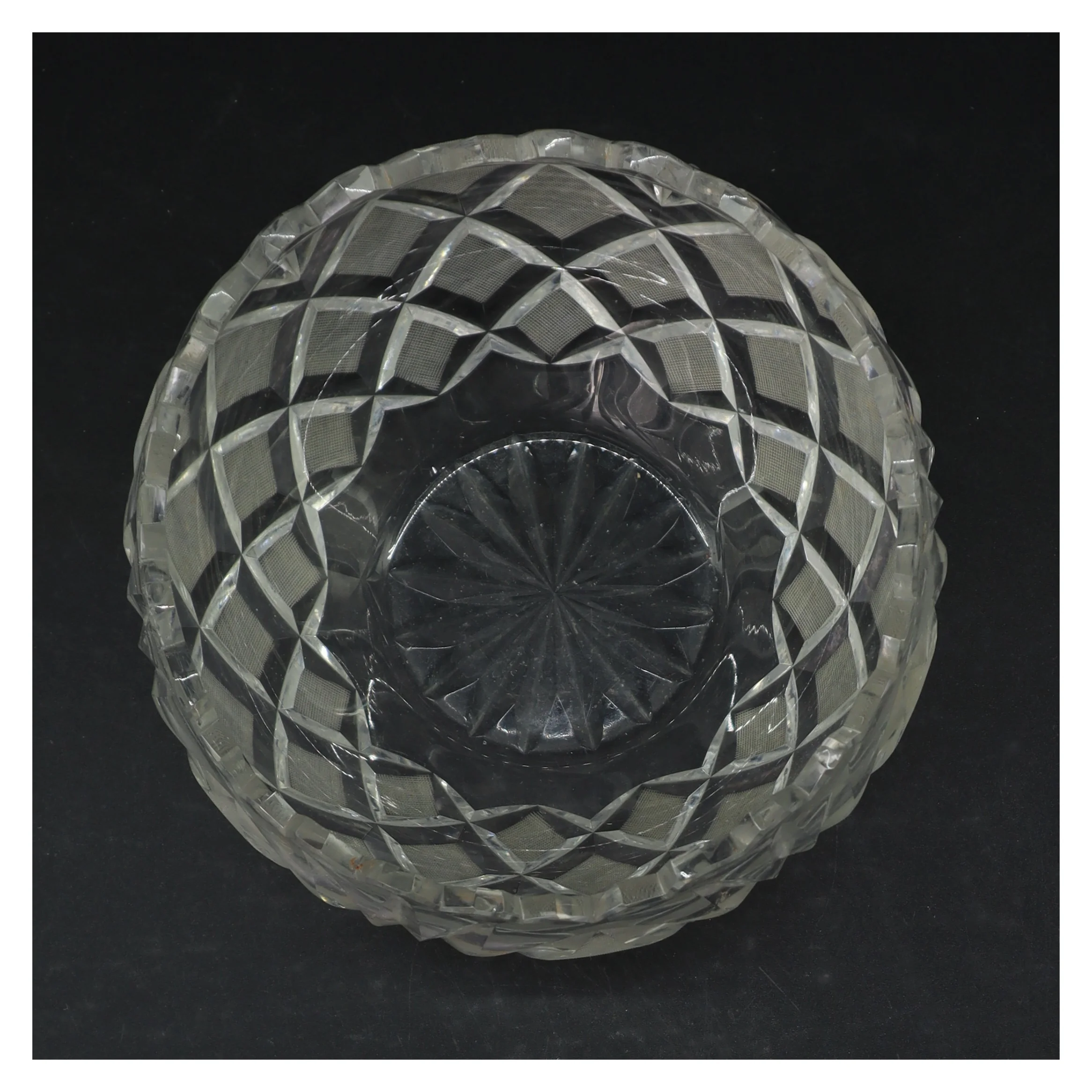 Glas skål med mønster (str. Ø. 17 cm)