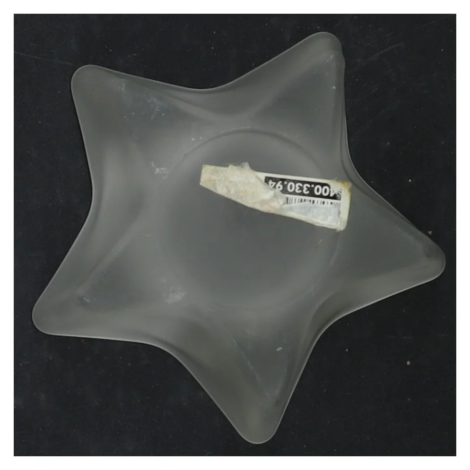 Stjerneformet lysestage i glas (str. Ø 9 cm)