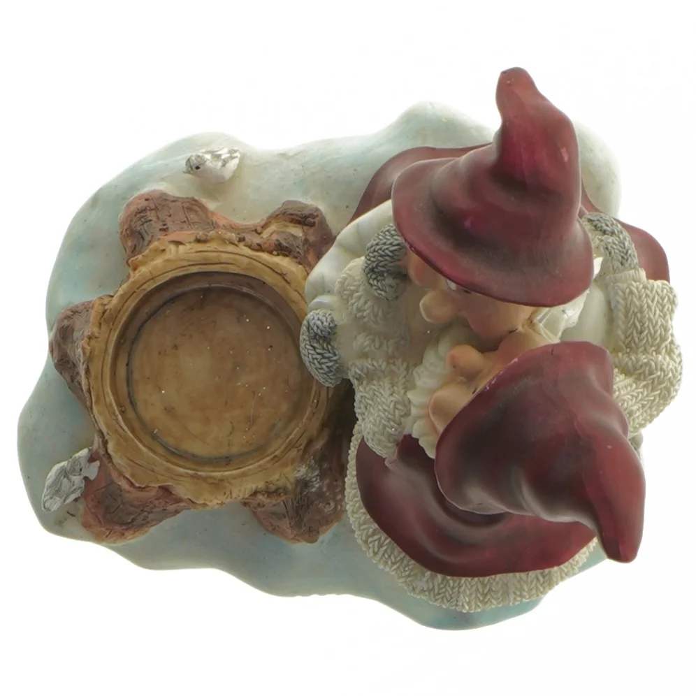 Porcelænsfigur af nisser med lysholder (str. 13x13 cm)